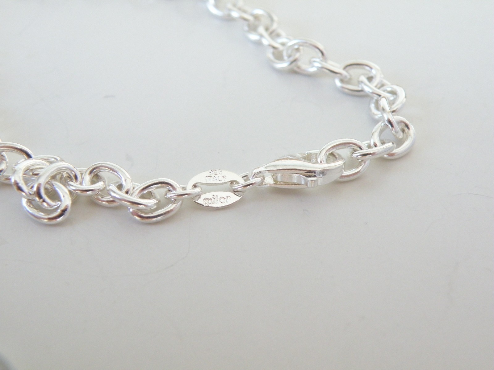 Milor Italy Sterling Silver 925 Italian Coin Charm Rolo Link Heavy Necklace 20″