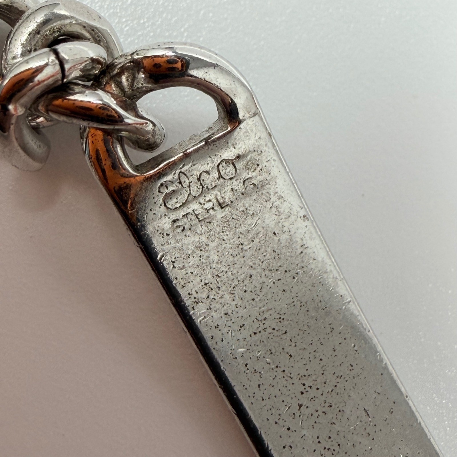Elco Sterling Silver ID Bracelet Betsy Engraved Curb Chain Heart Clasp 7.25in