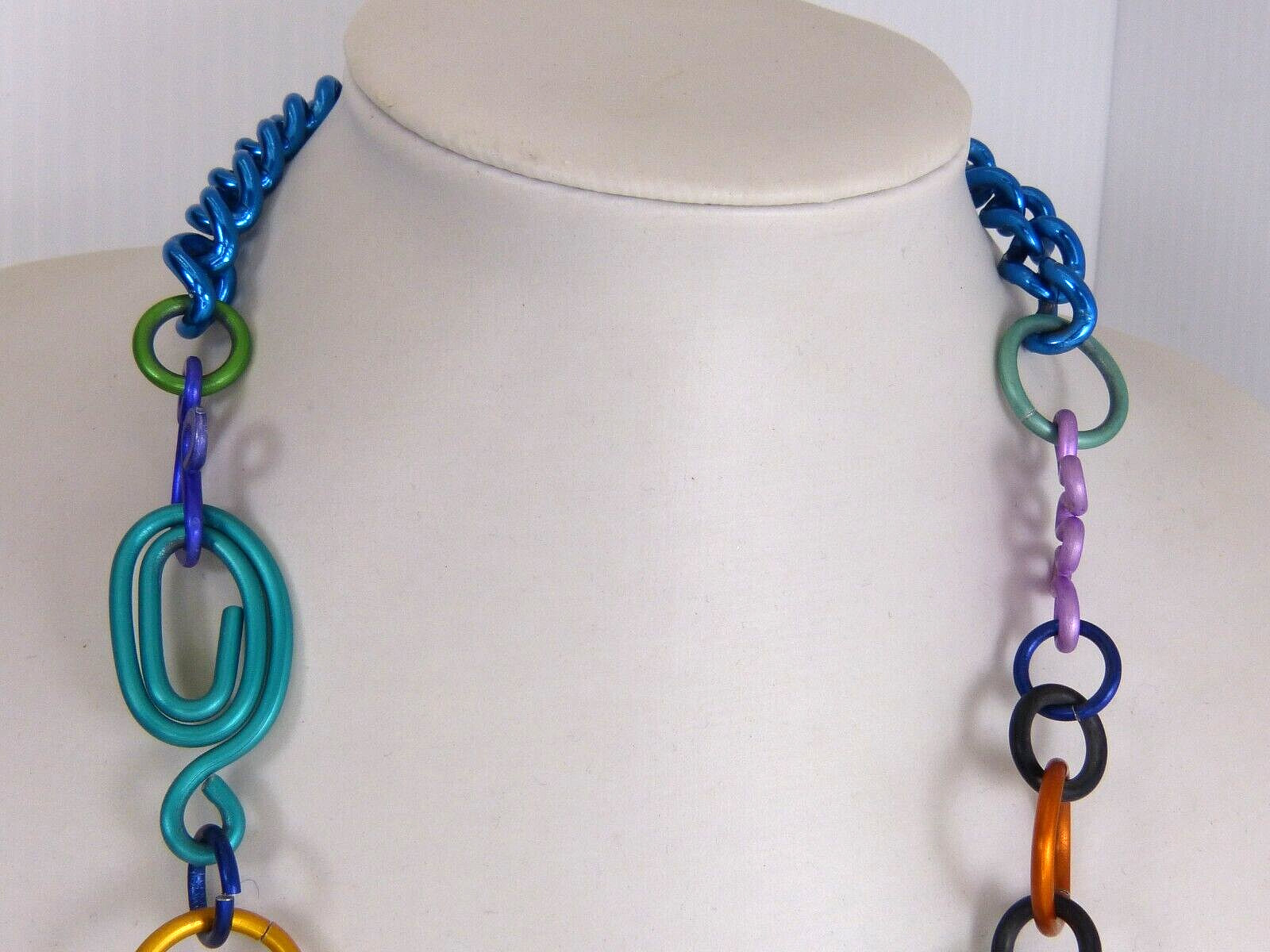 Vintage Multi Color Anodized Aluminum Necklace Estate Find ! Spada ??
