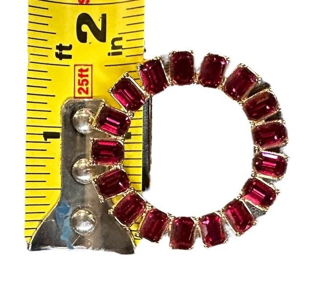 Vintage Jewelry Signed Monet Beautiful Deep Red Rhinestone Circular Pin Brooch