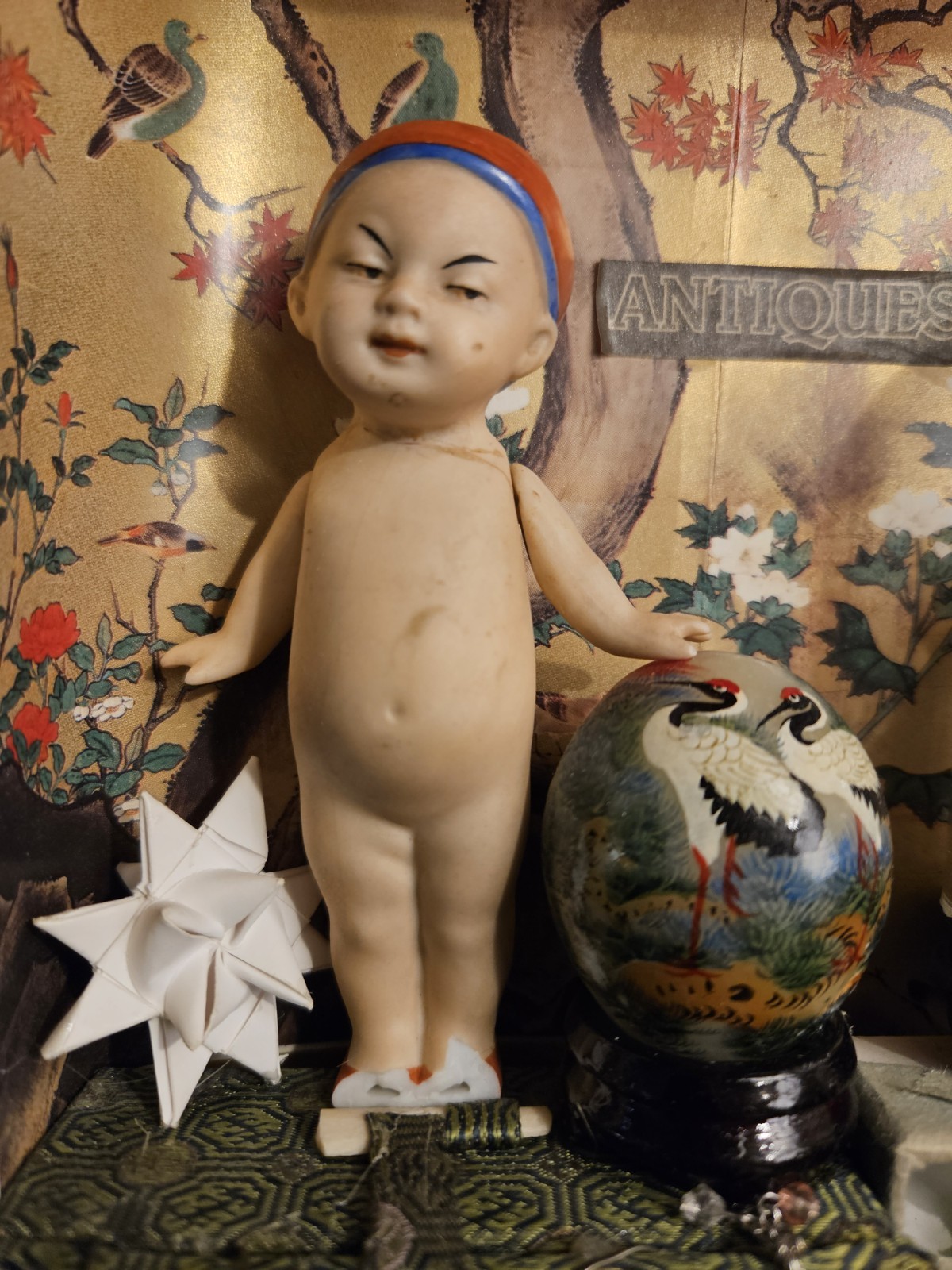 Vintage Mixed Lot Dolls, Figurines, Earrings, Decor – Ceramic, Wood, Glass