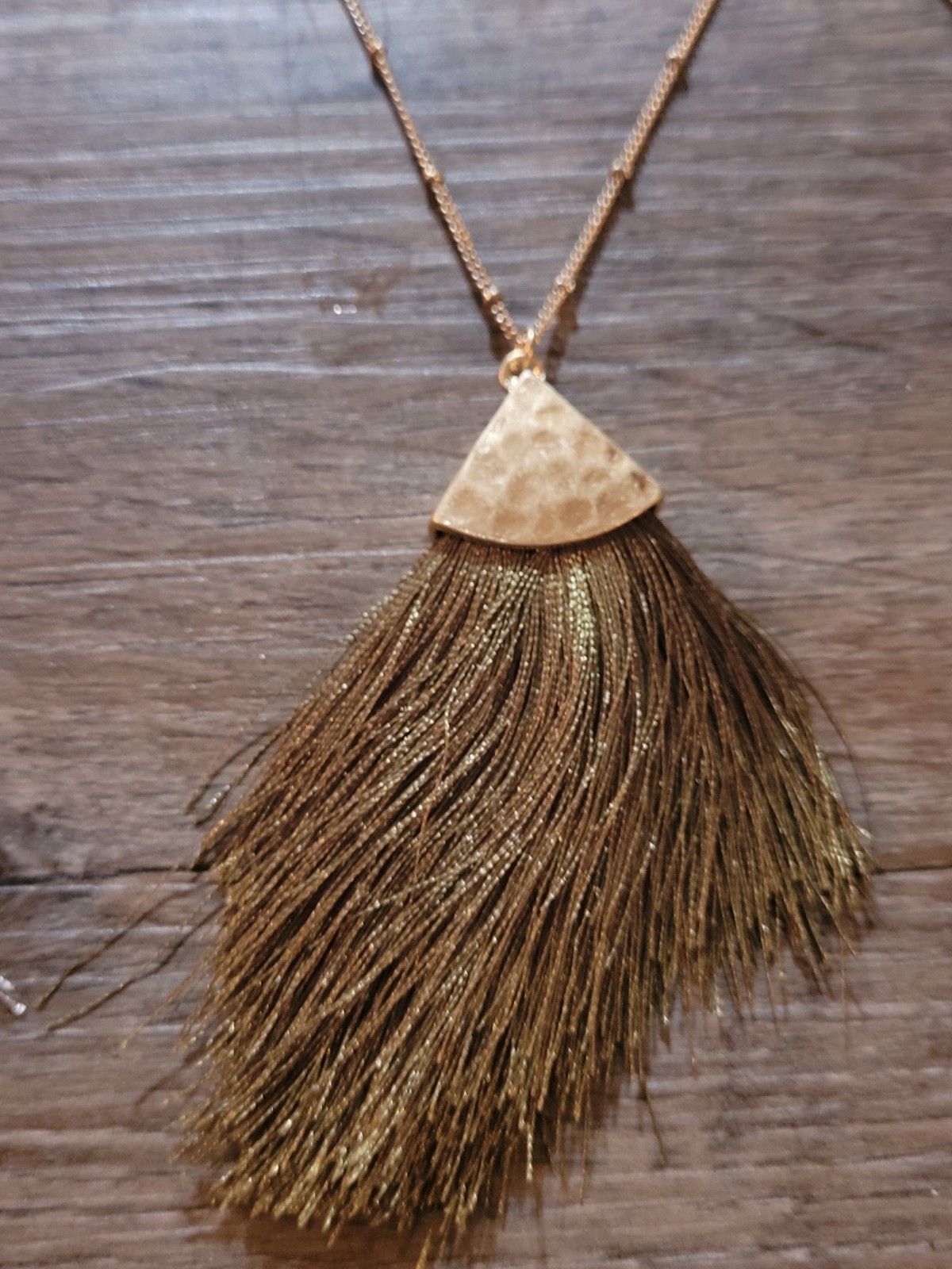 Lot of 3 Gold Tone Fringe Pendant Necklaces Costume Jewelry Vintage to Modern