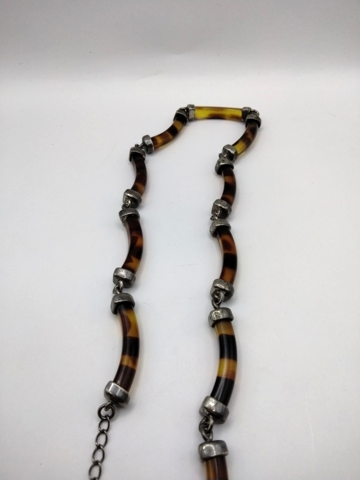 Vintage Faux Tortoise Shell Acrylic Necklace Adjustable