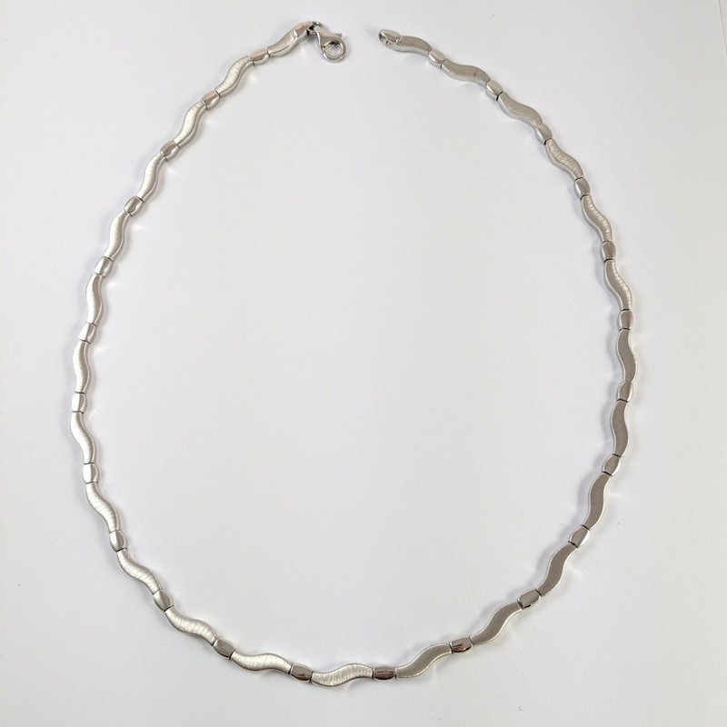 45cm Danish Sterling Silver Randers Solv Troels Tvenstrup Handmade wave necklace
