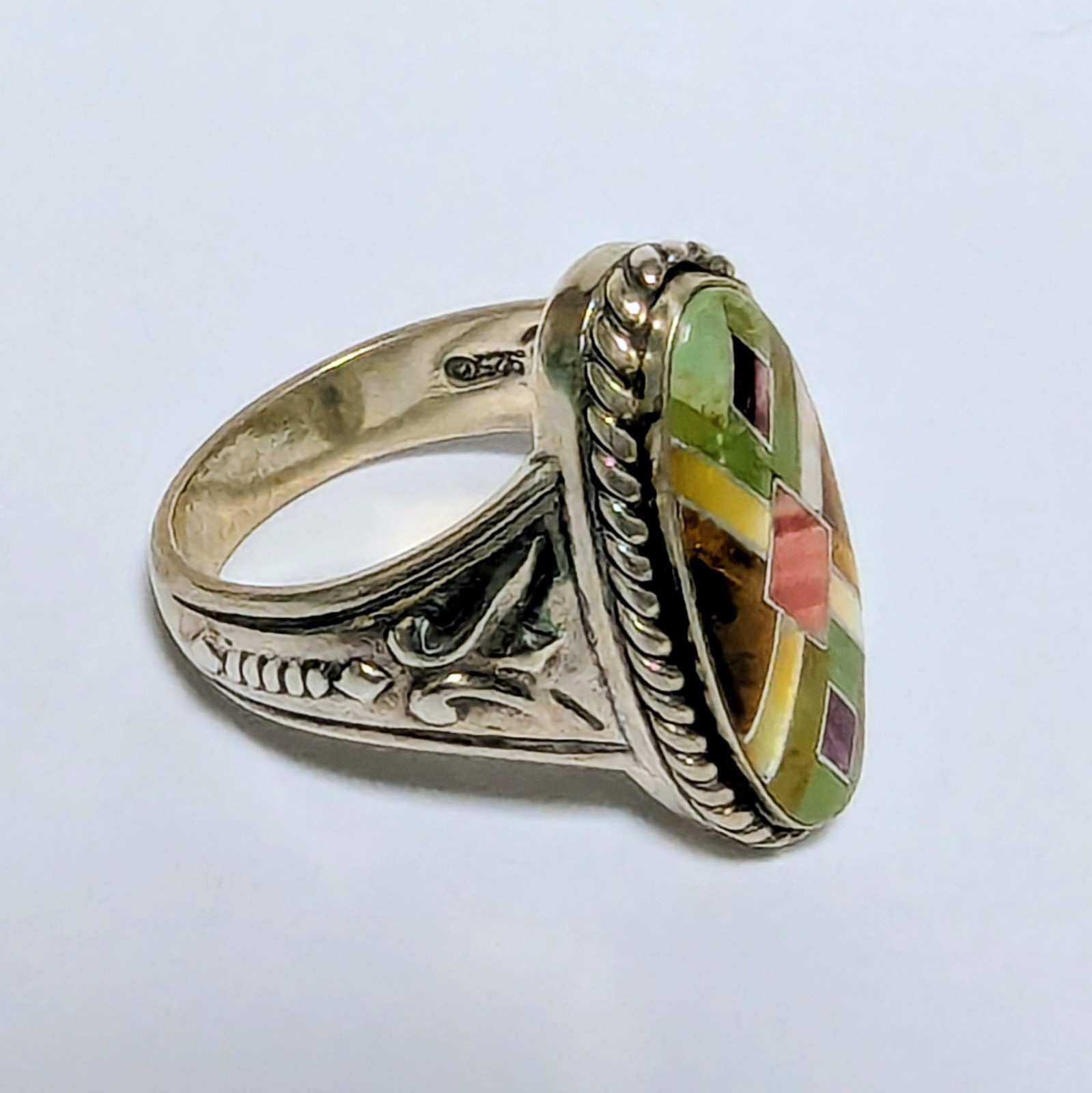 Carolyn Pollack Relios Sterling Silver Inlay Gemstone Ring 8.75