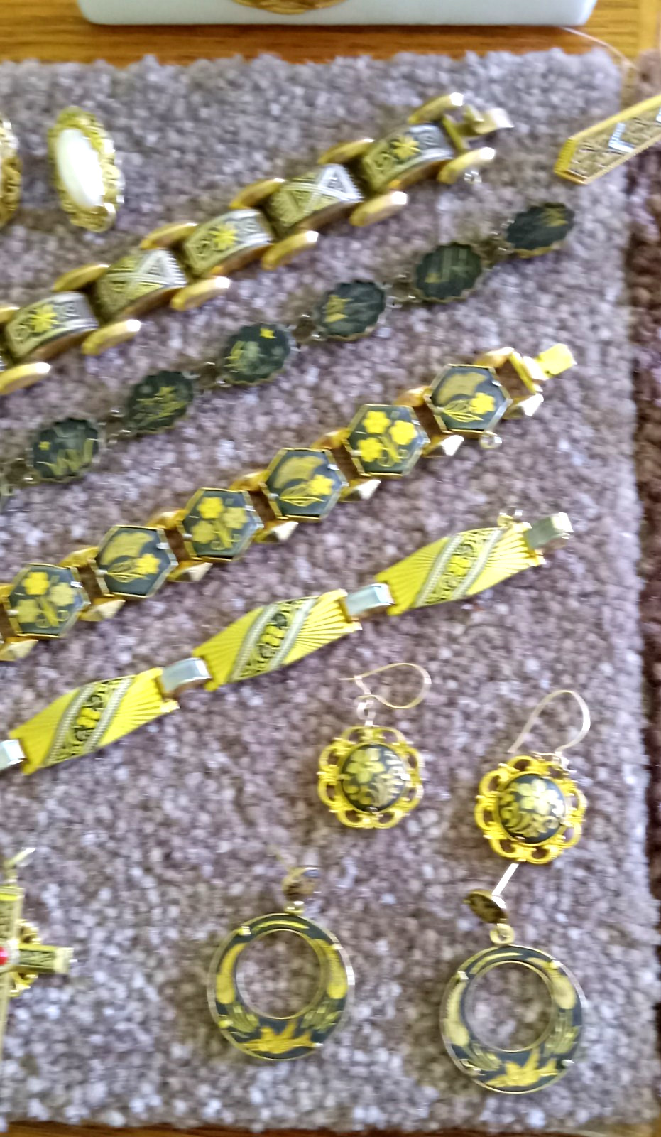 24 Pc Lot Damascene Toledo Spain Oriental bracelets pendants brooches earrings