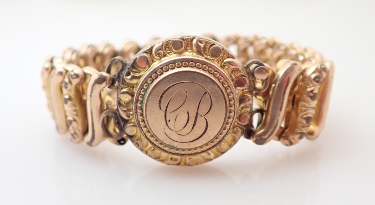 Antique Gold Filled Sweetheart Expansion Expandable Stretch Bracelet 28.5g