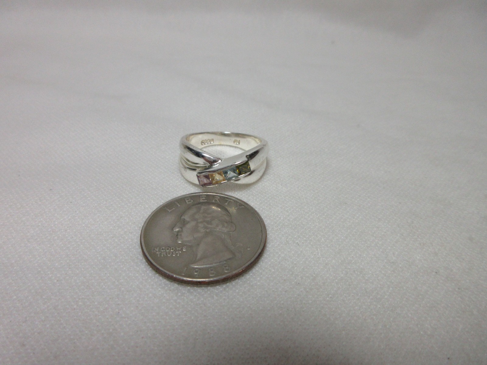 VINTAGE CW STERLING SILVER MULTI GEMSTONE RING #14