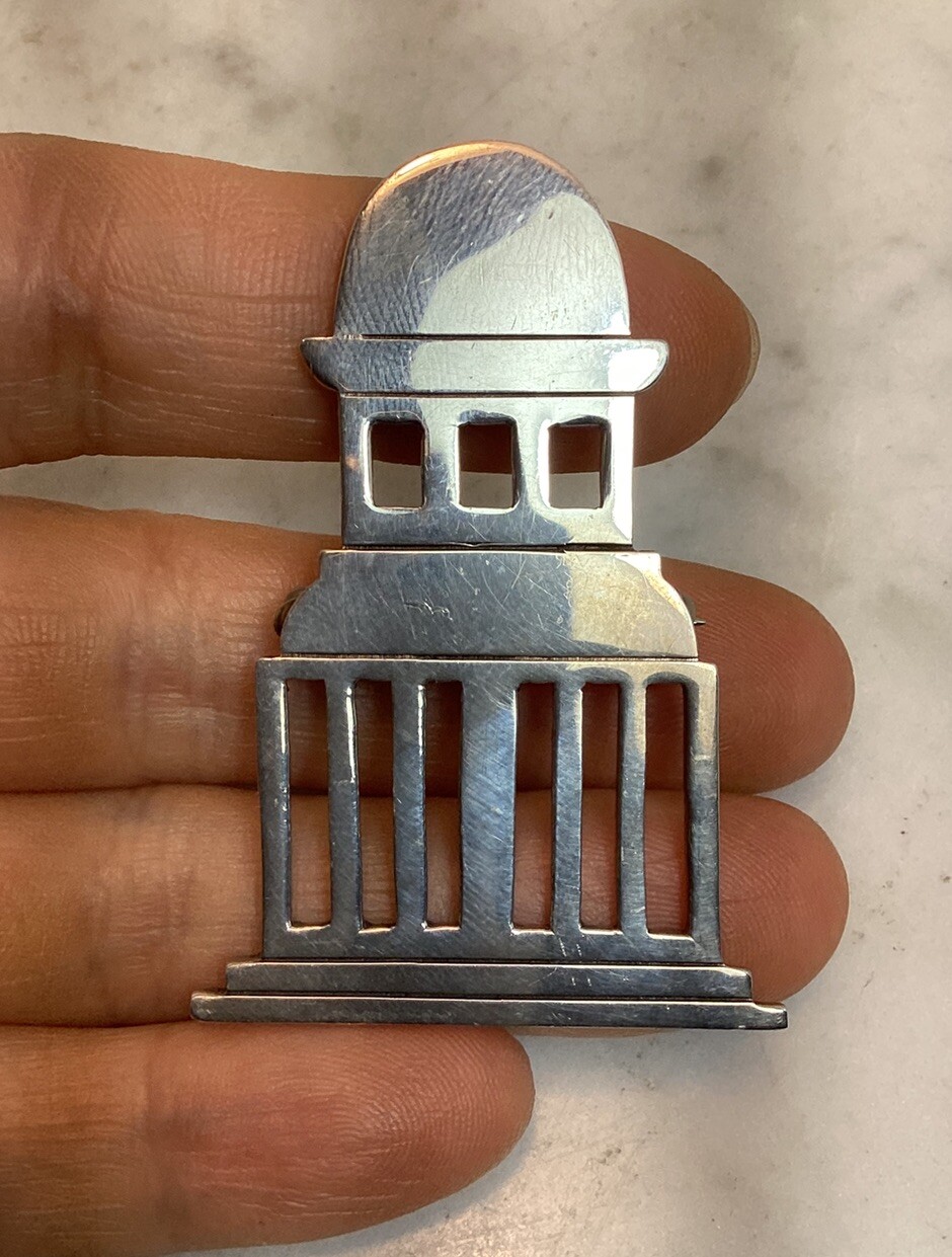 Vintage FORBES Sterling Silver US State Capital Building Pin Brooch Modernist