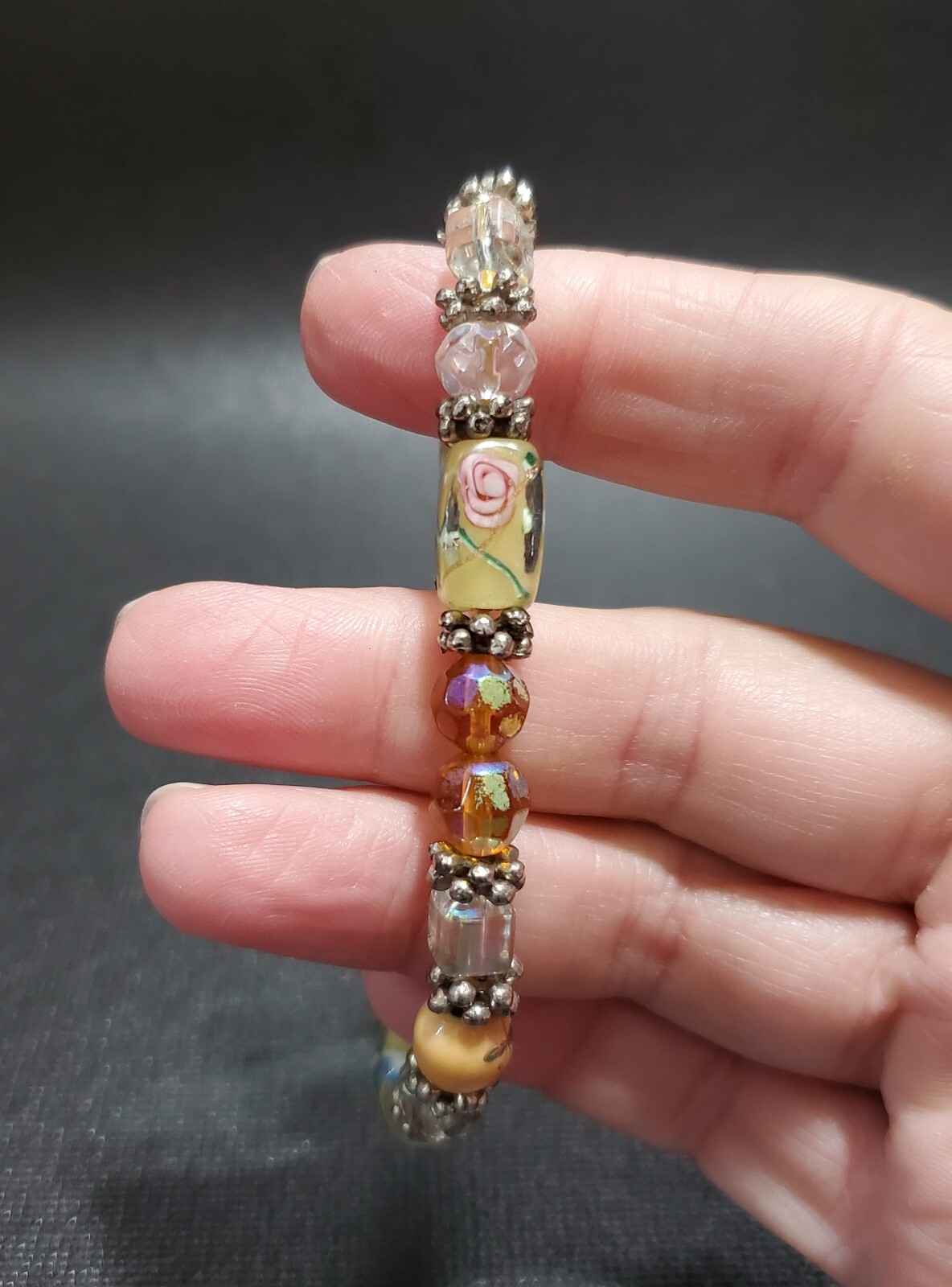 Vintage Bracelet Lot Of 5, Pewter Snowmen, Resin & Metal, Glass Bead Wristwatch