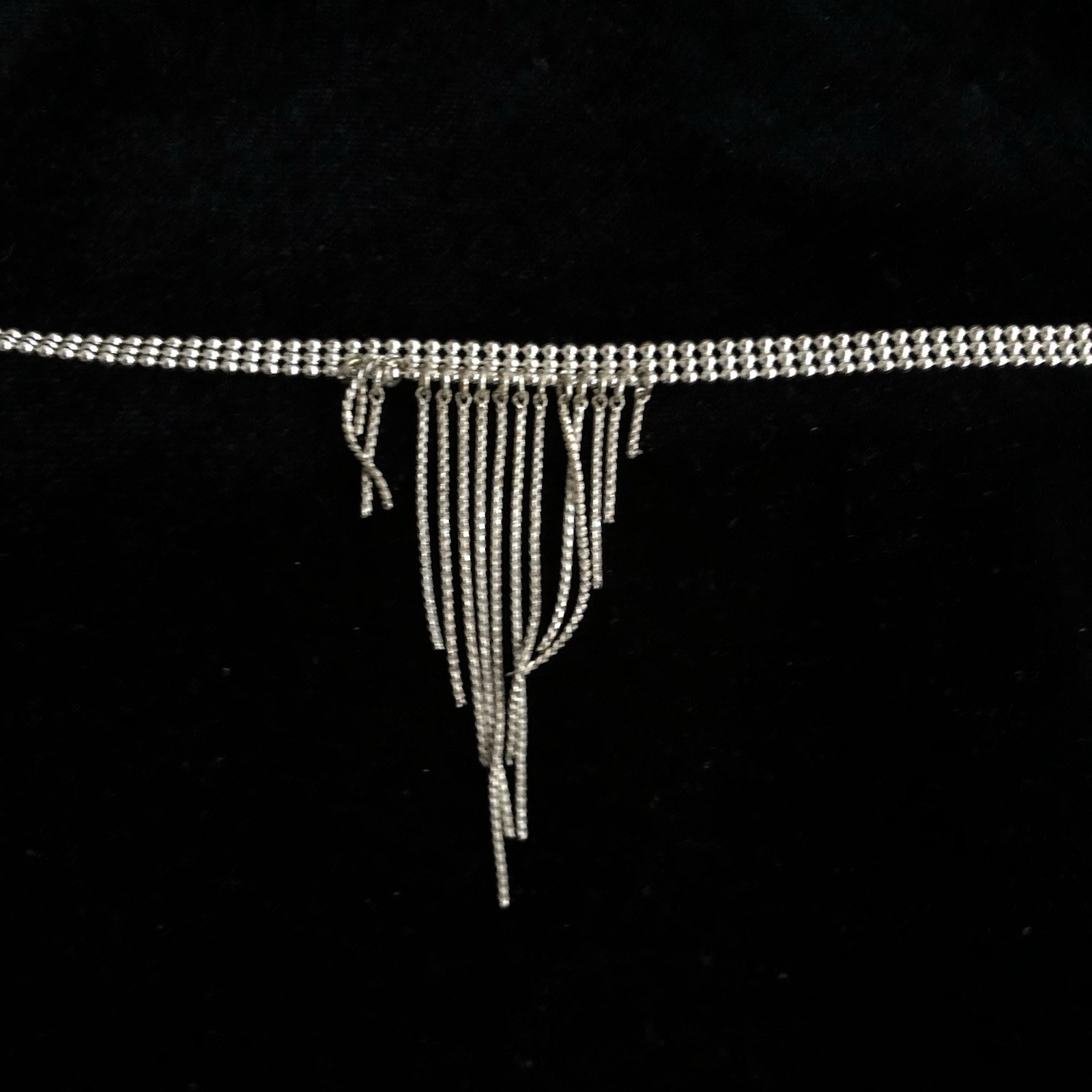 925 Sterling Silver Vintage fringed Choker Necklace gwen 15”-17”inch