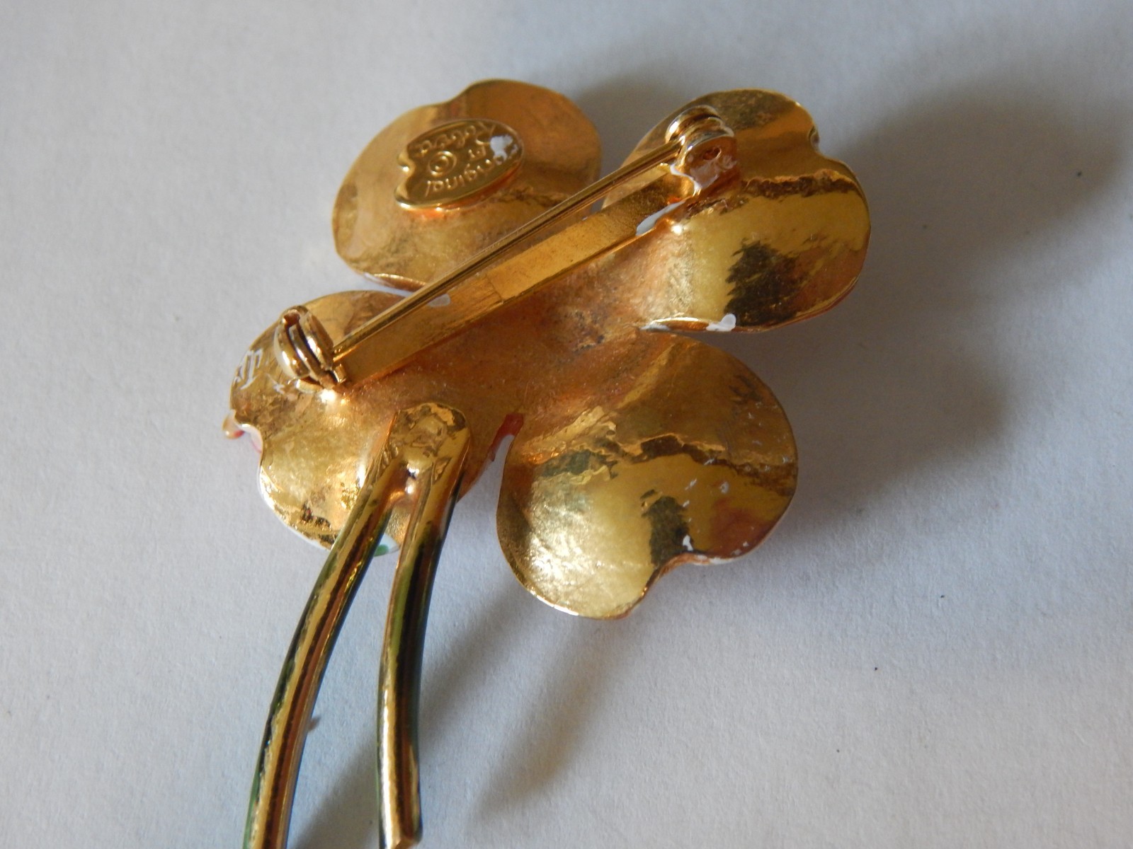 VTG 1960S ORIGINAL BY ROBERT LADY BUG CREAM COLOR FLOWER PIN BROOCH