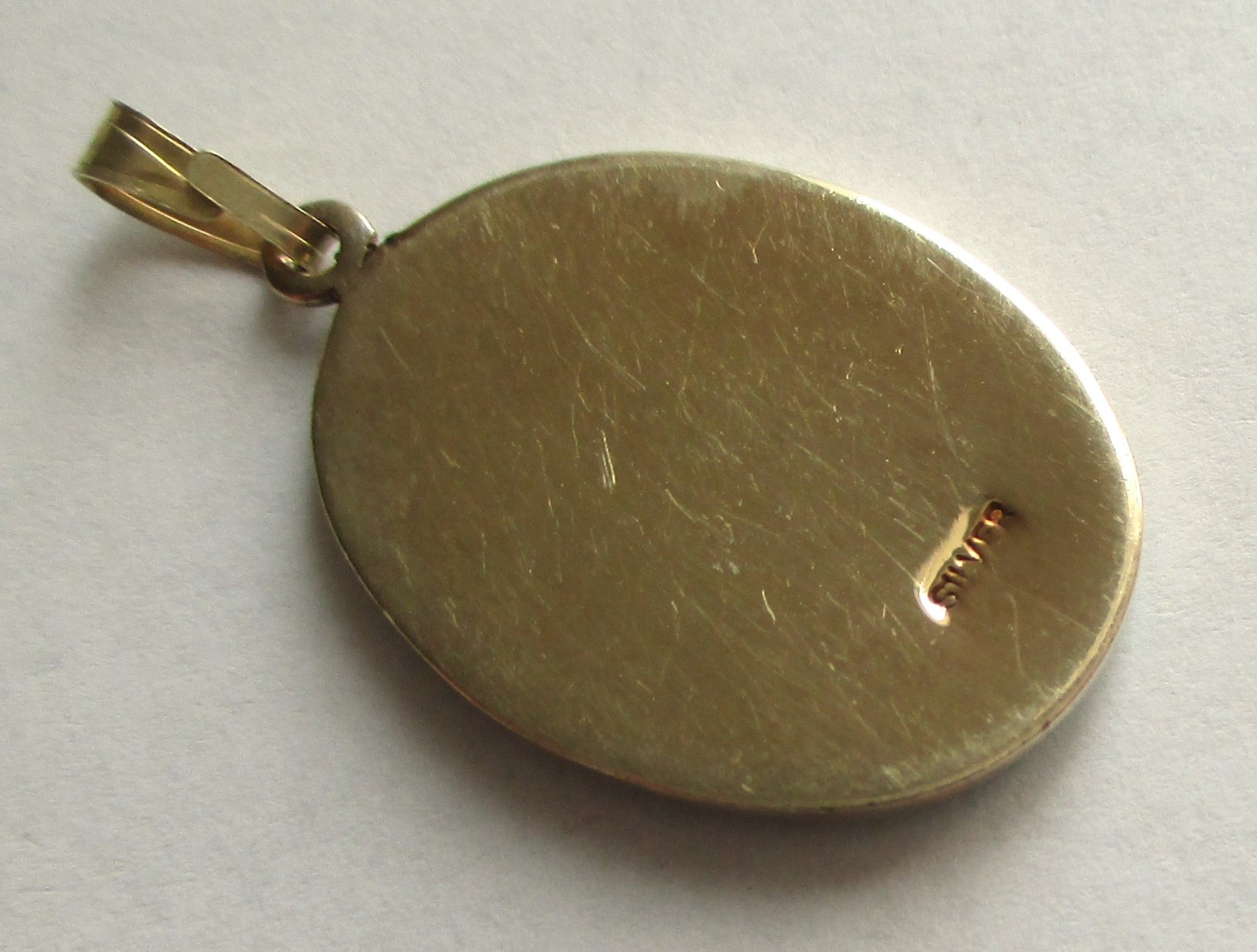 VINTAGE GOLD WASH STERLING SILVER HAND PAINTED ENAMEL FLOWER ROSE PENDANT CHARM