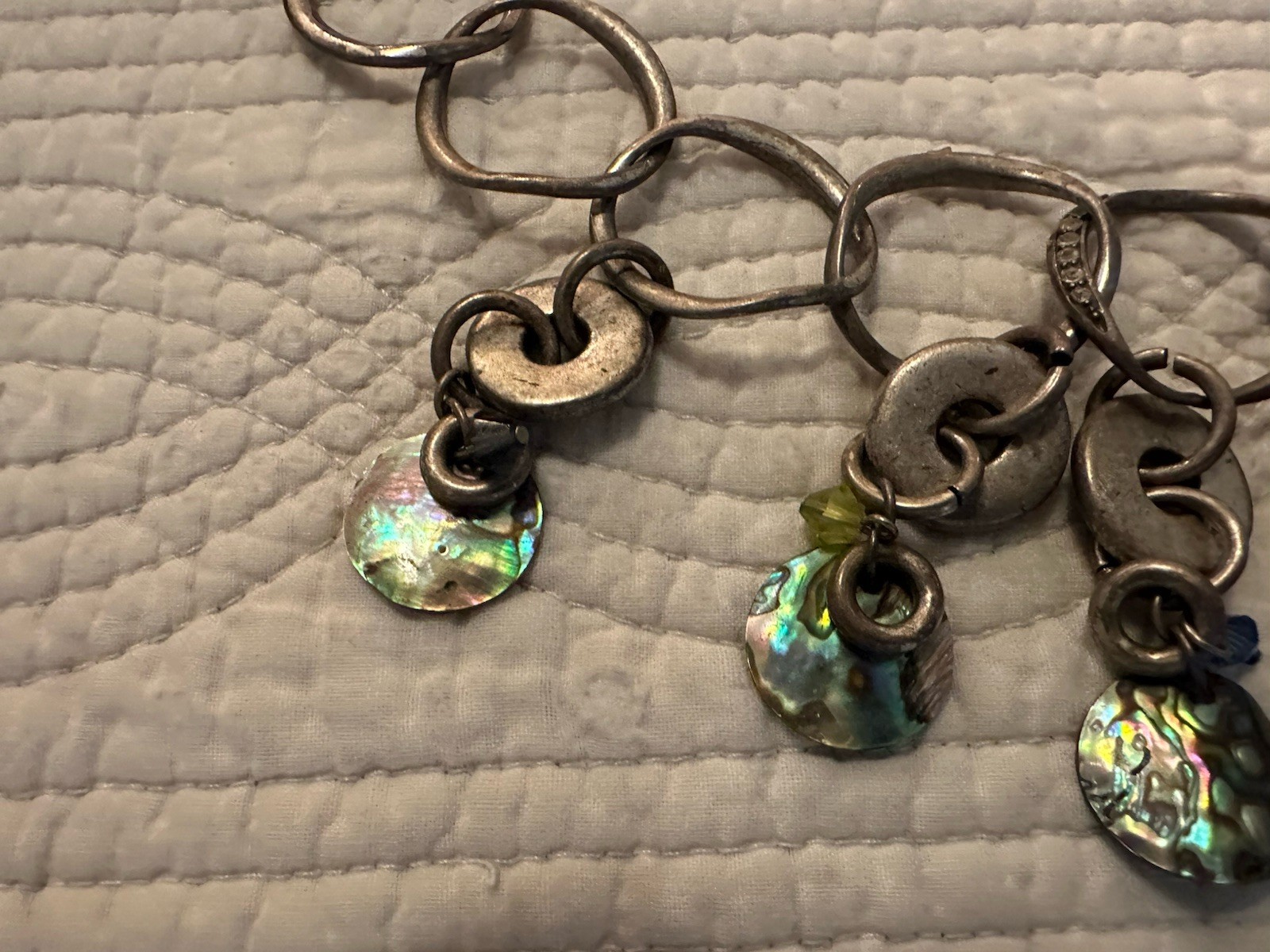 Vintage Chicos Metal And Abalone Shell Necklace