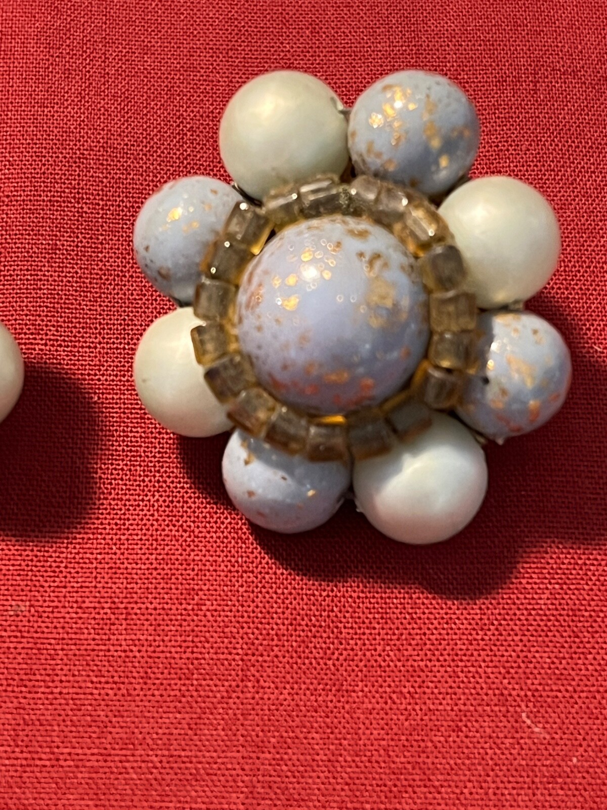 Vintage Japan 3-Strand Blue Shiny & Frosted Necklace With Clip On Earring Set