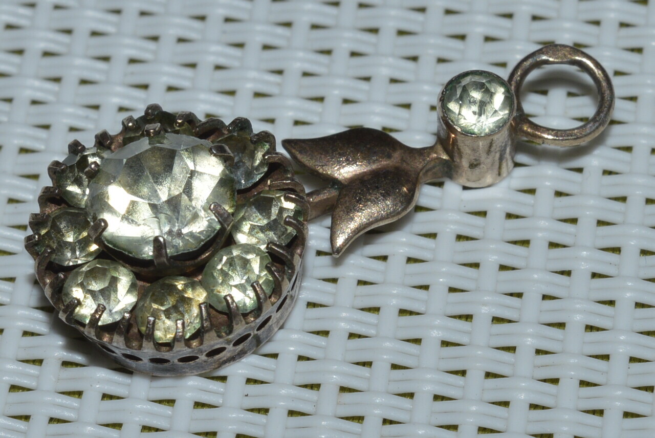 RRR Antique Jewelry 1950s !! Ukraine russian pendant SILVER 875 Art Deco flower