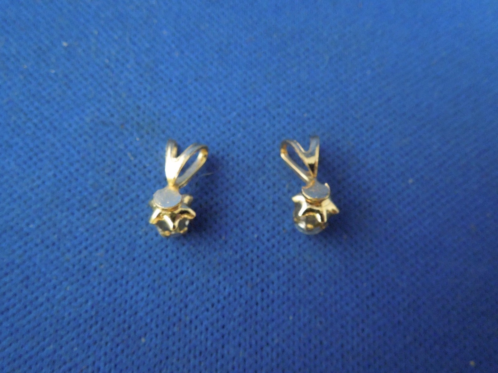 Vintage Lot of 2 White Topaz Pendants Gold Colored Metal Content Unknown