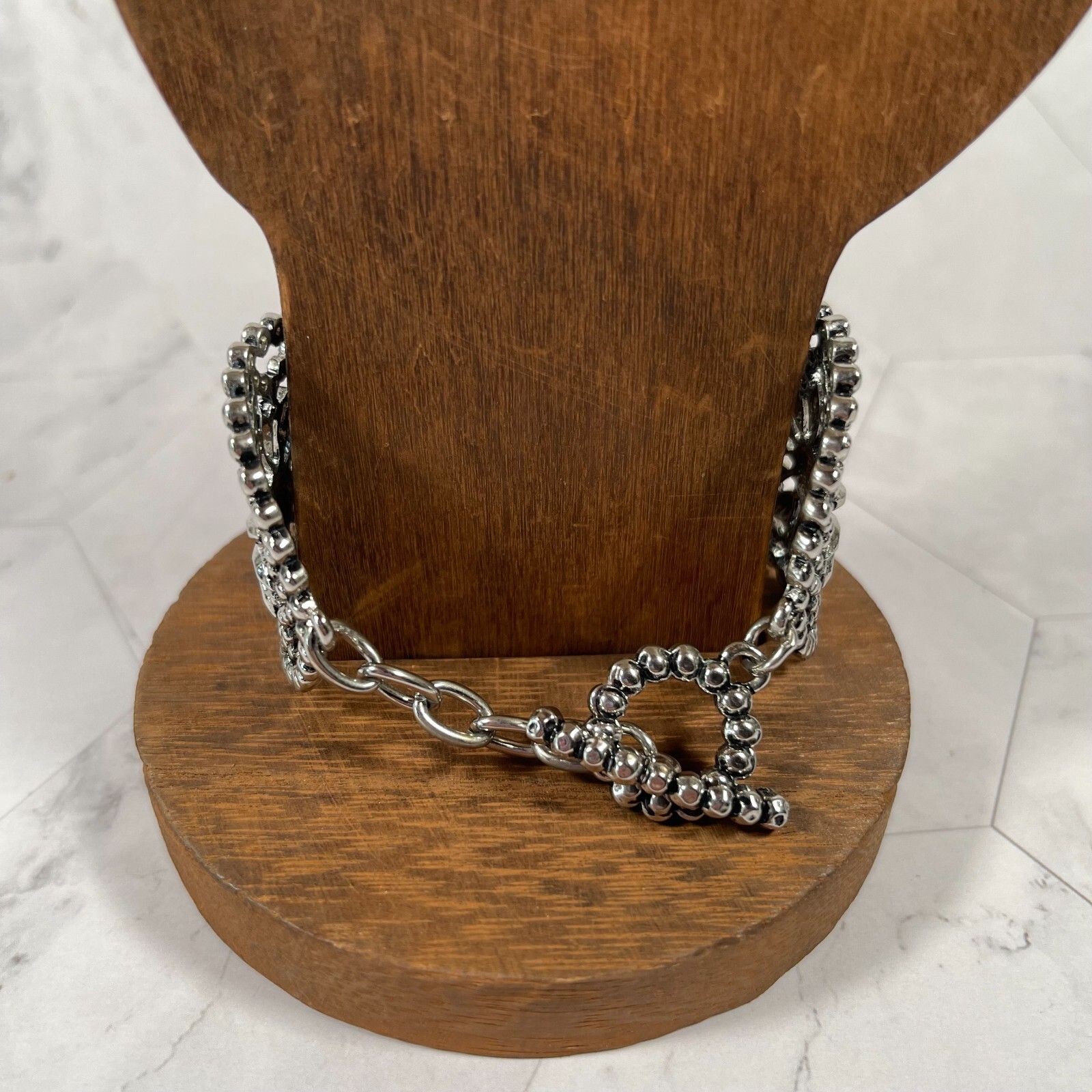 Stylish Silver Color Metal Lace Flower Design Bracelet