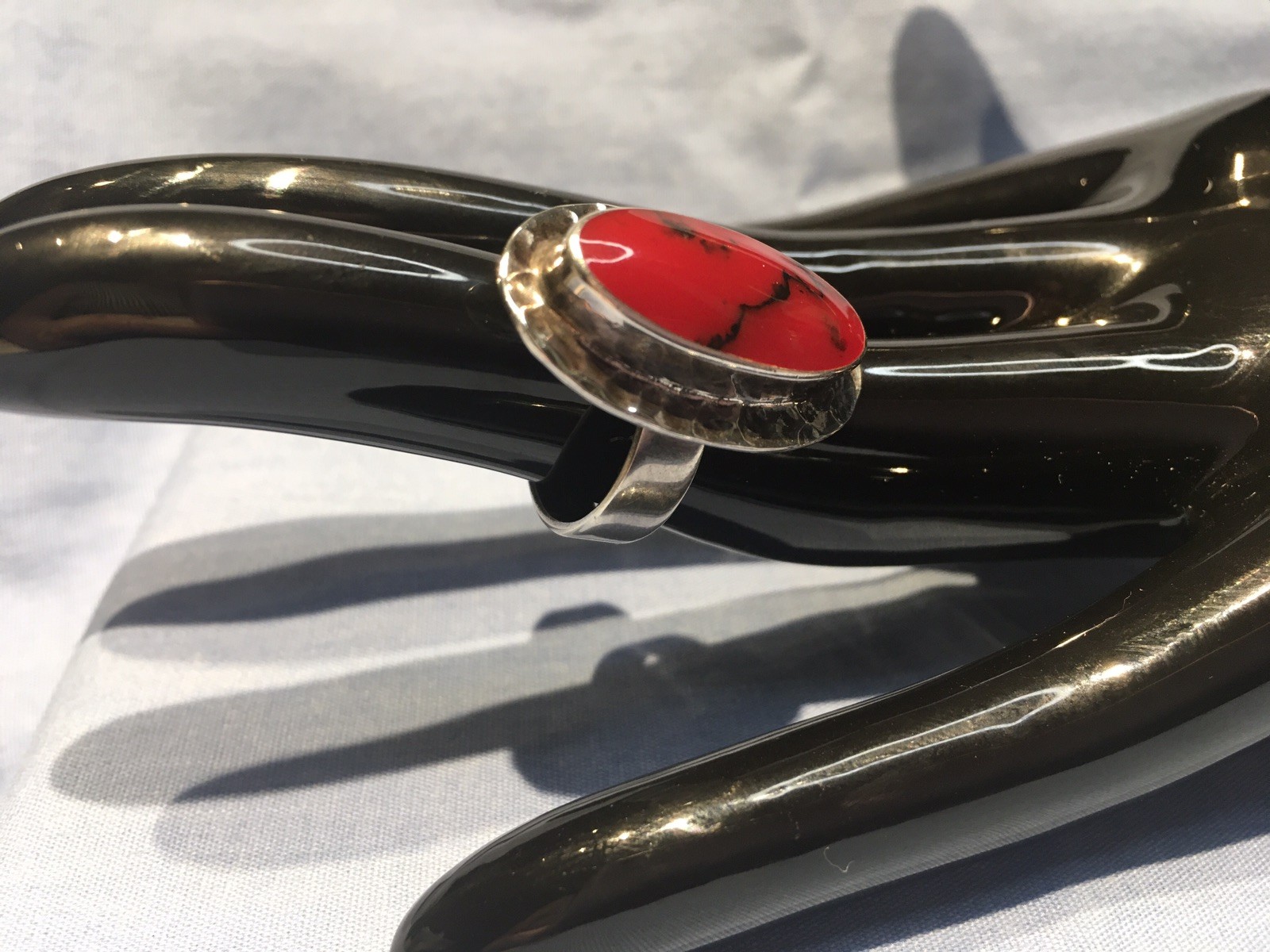 Vintage Sterling 925 Red Jasper Mexico ATI Size 7