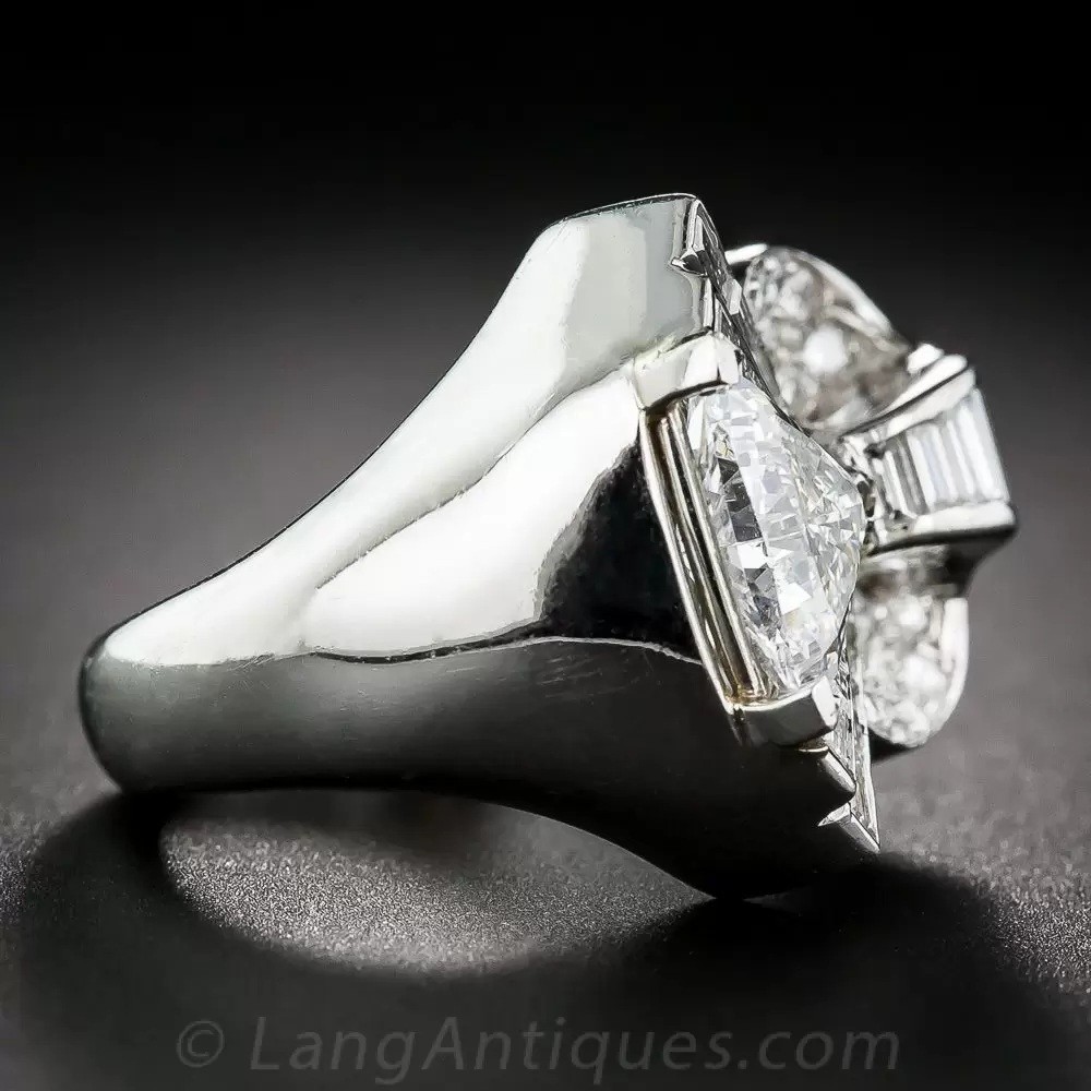 3Ct White Triangle Cut Retro Reproduction Engagement Ring In 925 Sterling Silver