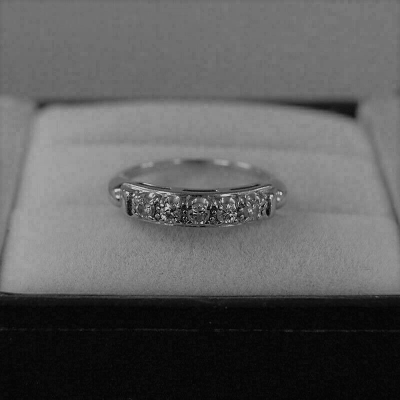 3/4CTW White Round Cut CZ Art Deco Antique Style Wedding Band Ring In 925 Silver