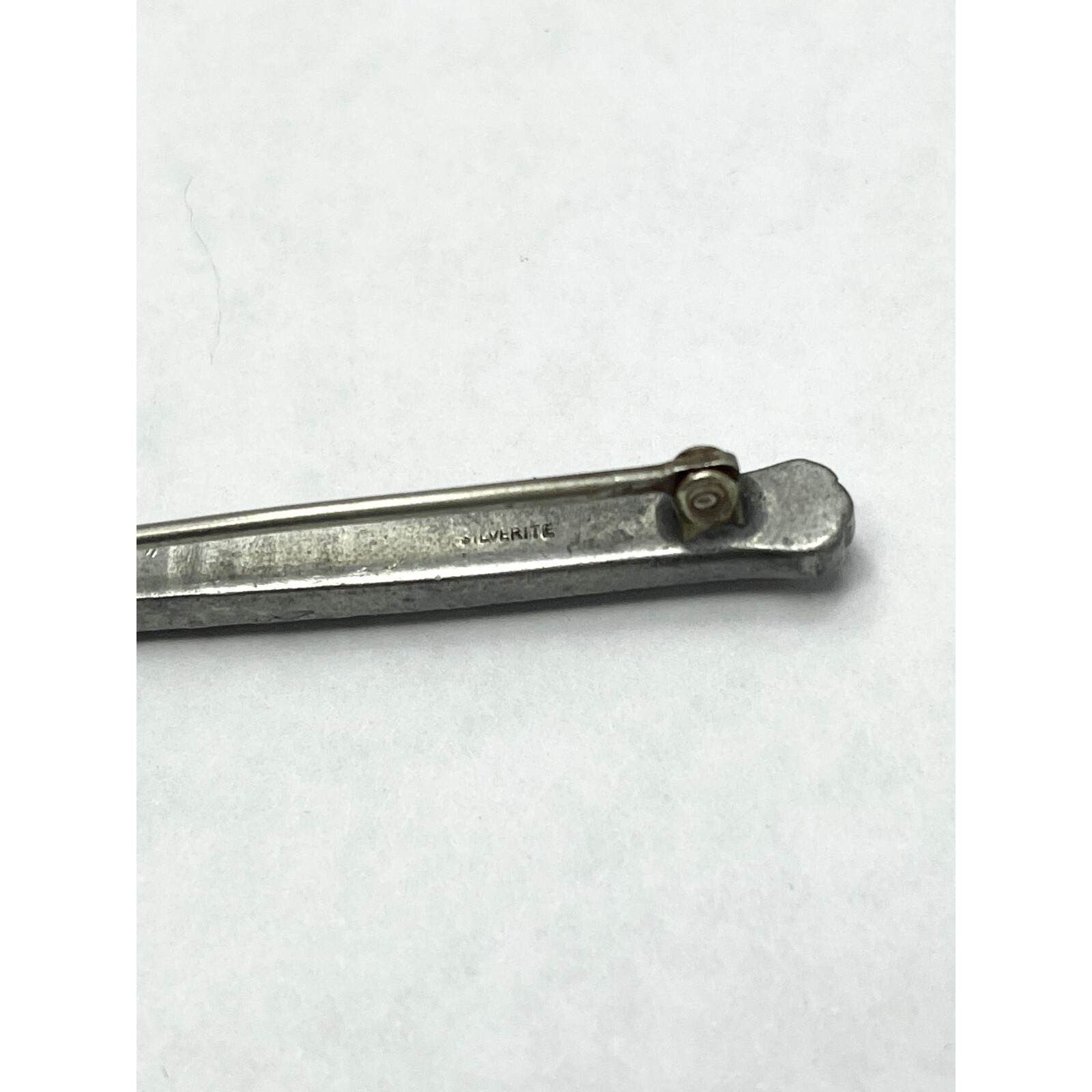 Antique Estate Rhinestone Silverite Bar Pin