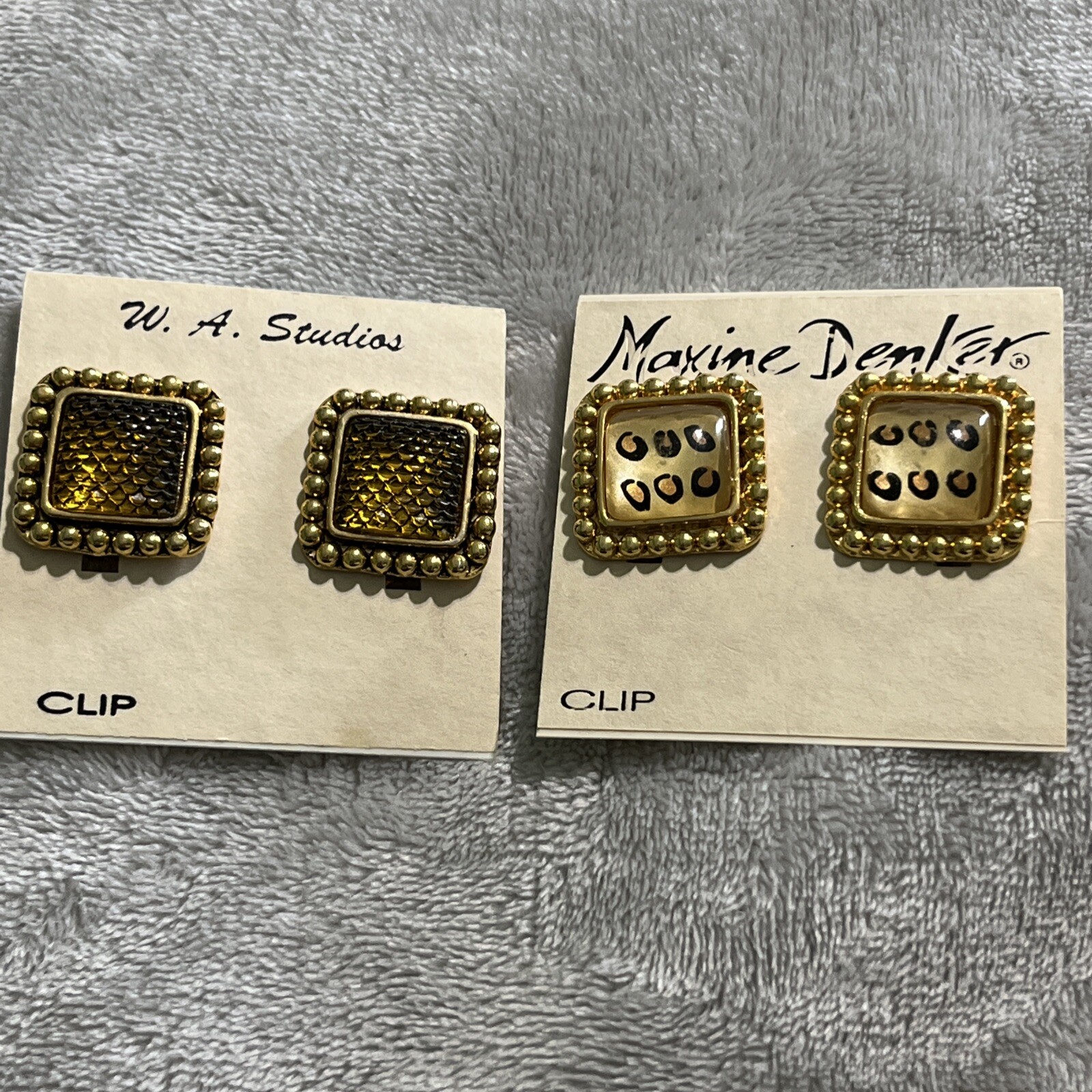 2 Sets Vintage ClipOn Earrings Yellow Tone W/Decorative Center Not Sure On Brand