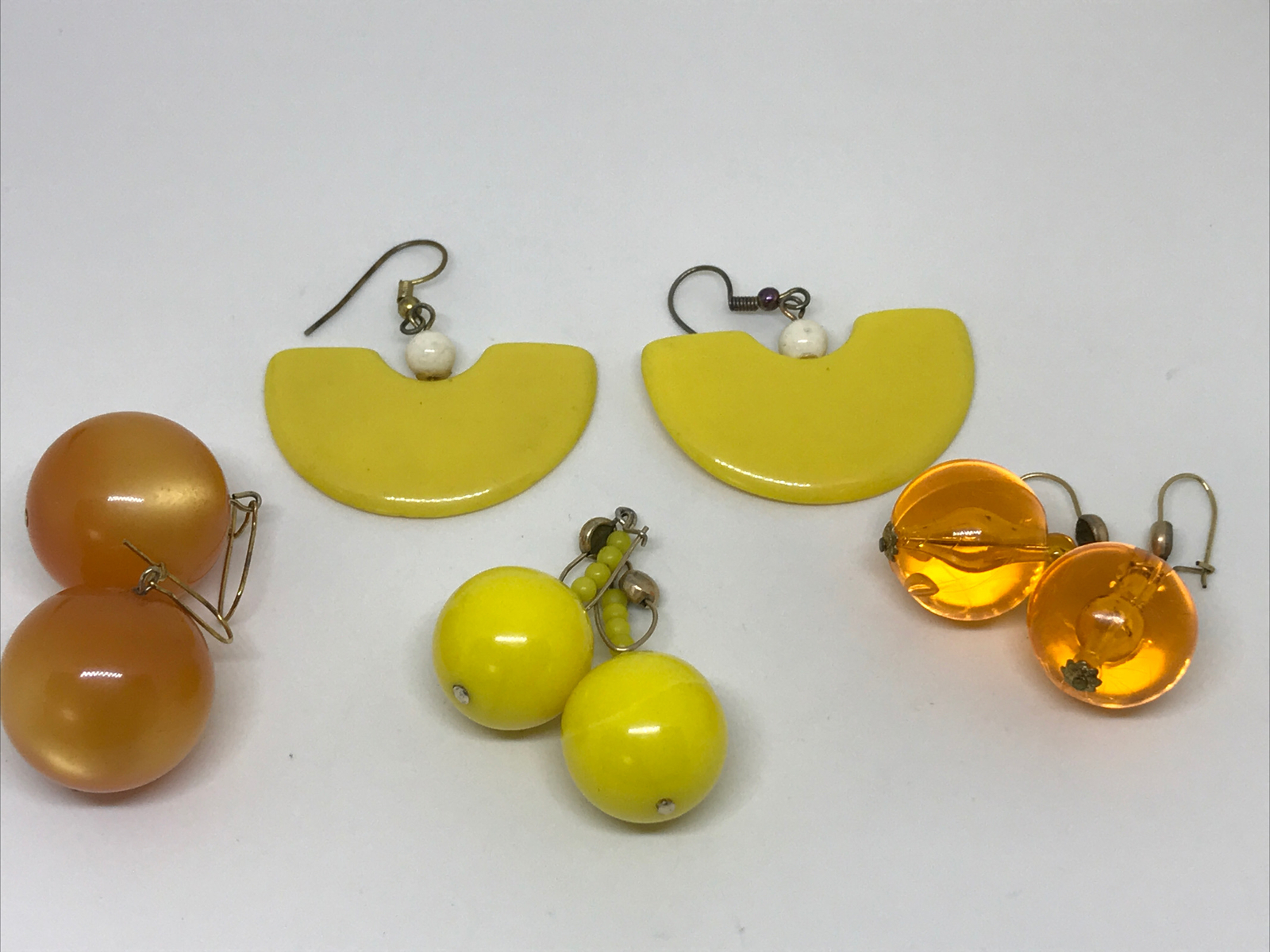 Vintage Retro 1950’s-1980’s EARRINGS Mustard Yellow Orange Gold Fill 4 Pair Lot