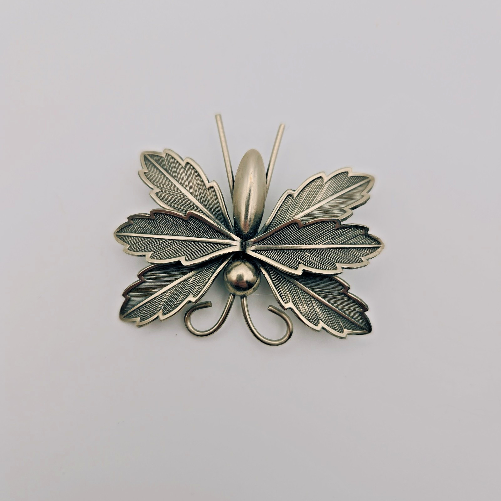 Bell Trading Post 1950s Butterfly Brooch Nickel Silver Vintage Signed Pin MCM