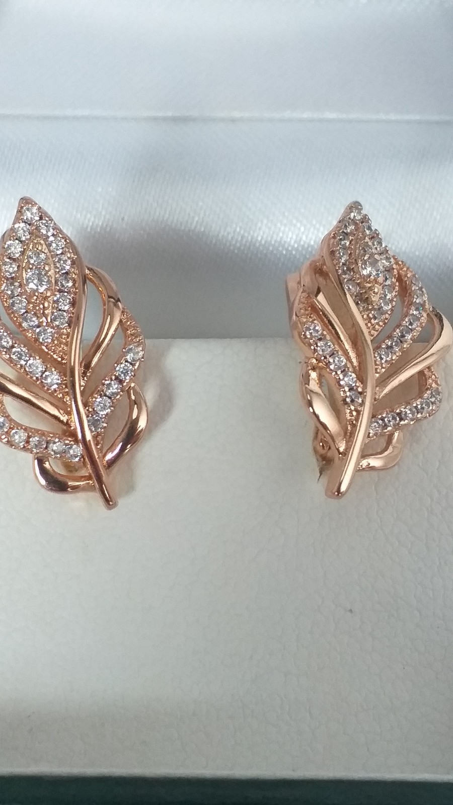 Vintage 1990-s 14 Ct Rolled Gold Zircons Earrings-Hallmarked 585 RG