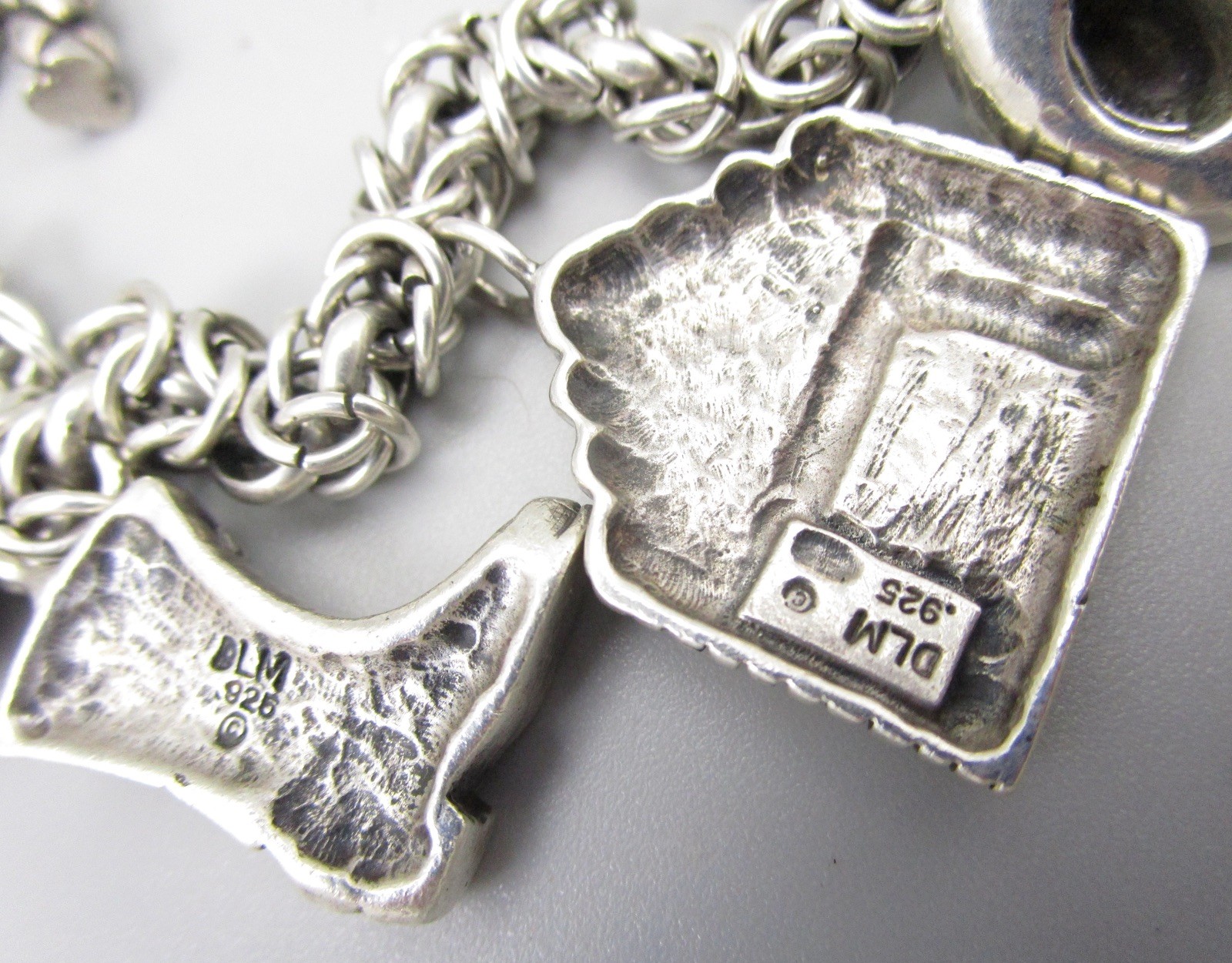 SCARCE DIAN MALOUF STERLING SILVER TEXAS THEME CHARM BRACELET 60 GRAMS