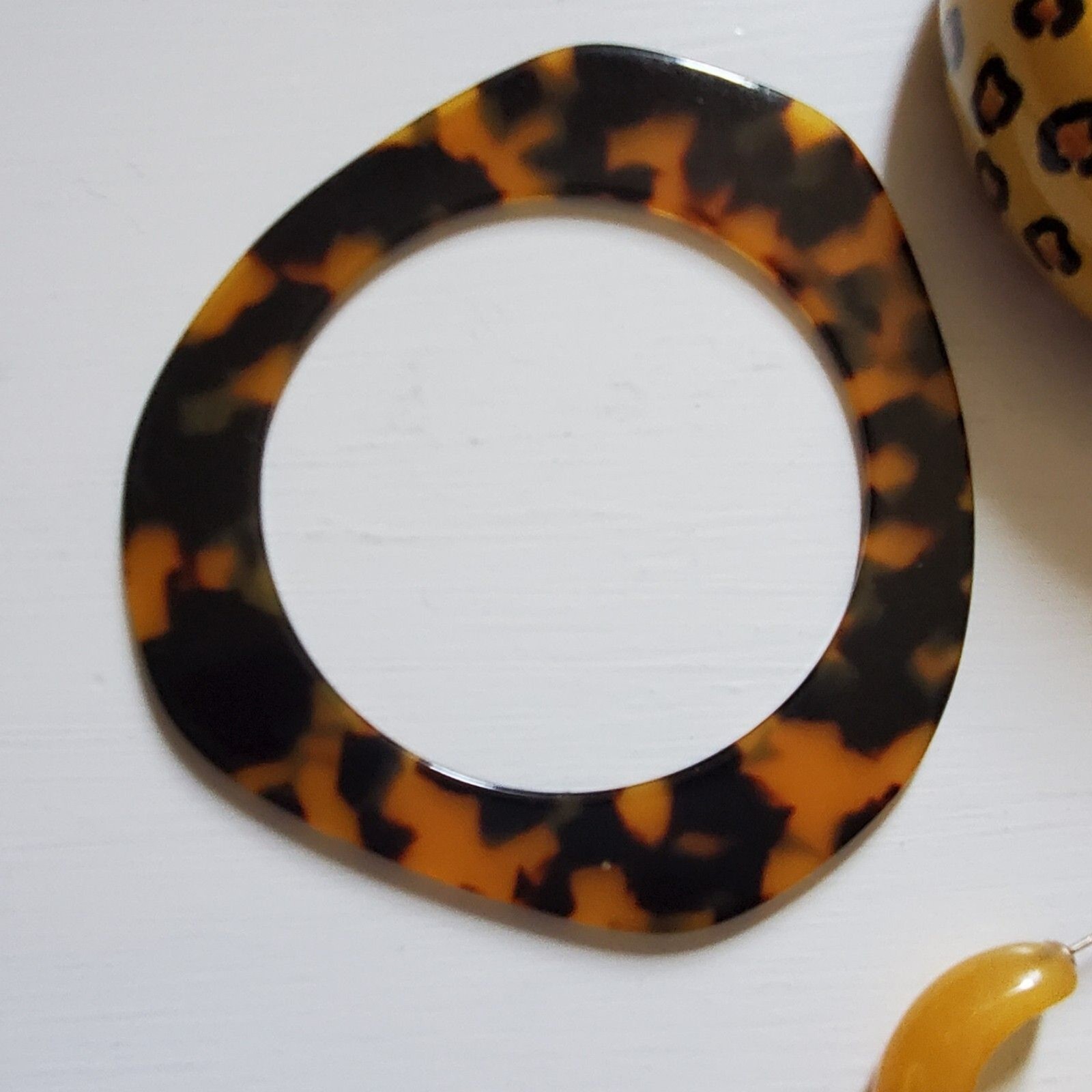 Vintage Leopard Animal Print Bracelets & Earrings, Painted Wood & Lucite