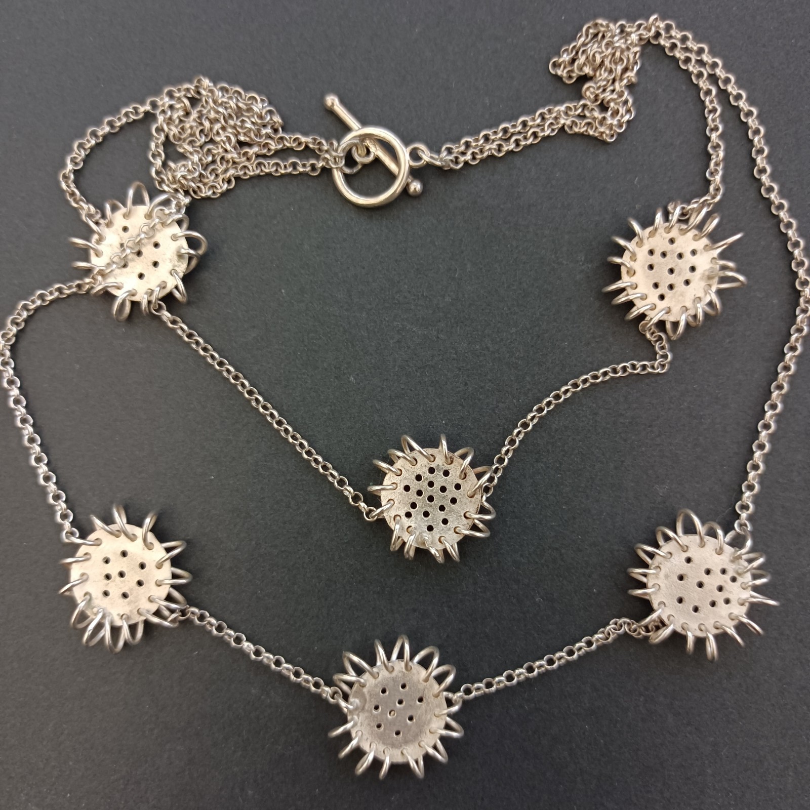 Artisan Sterling Silver Layered Necklace Modernist Freeform Statement VTG OOAK