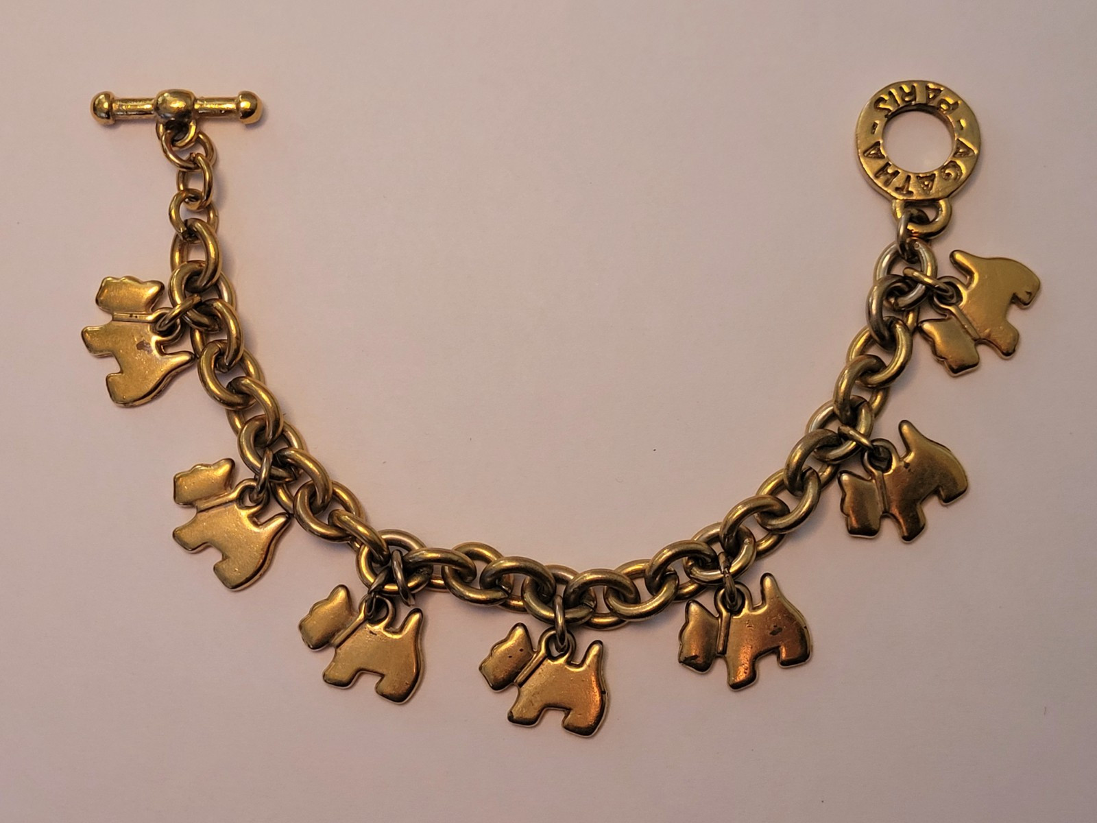Charming Vintage AGATHA PARIS Scottie Charm Bracelet ~ Toggle Closure