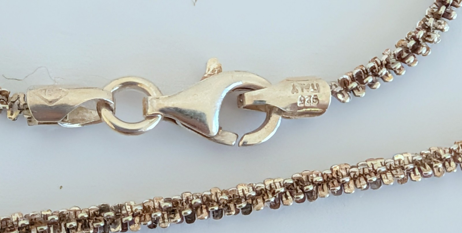 Vintage Signed BSI 925 Italy Sterling Silver Sparkle Rope Chain 20 1/4″