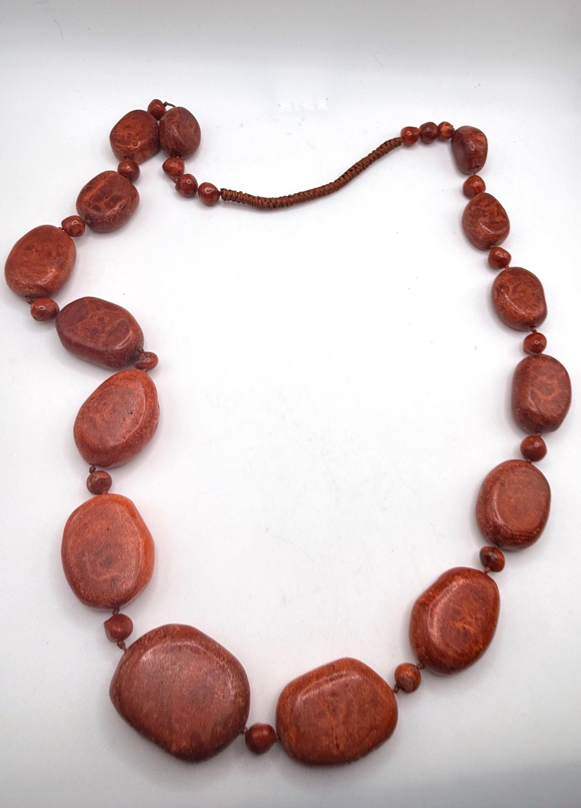 Vintage heavy large red sponge coral beaded necklace