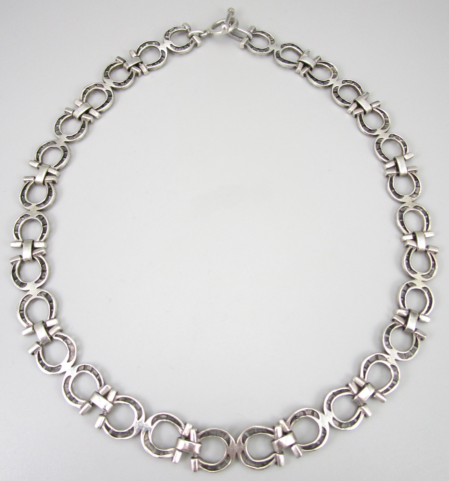 UNUSUAL EMILIA LOS CASTILLO MEXICAN STERLING SILVER HORSESHOE 19″ NECKLACE – 57G