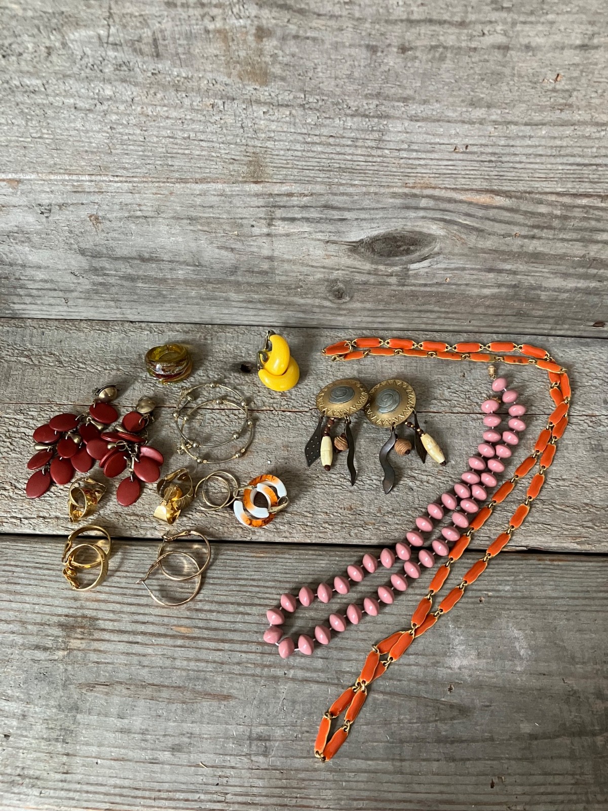 Costume Estate Jewelry Lot Enamel Lucite 1980s 1990s Necklace Bracelet Earrings