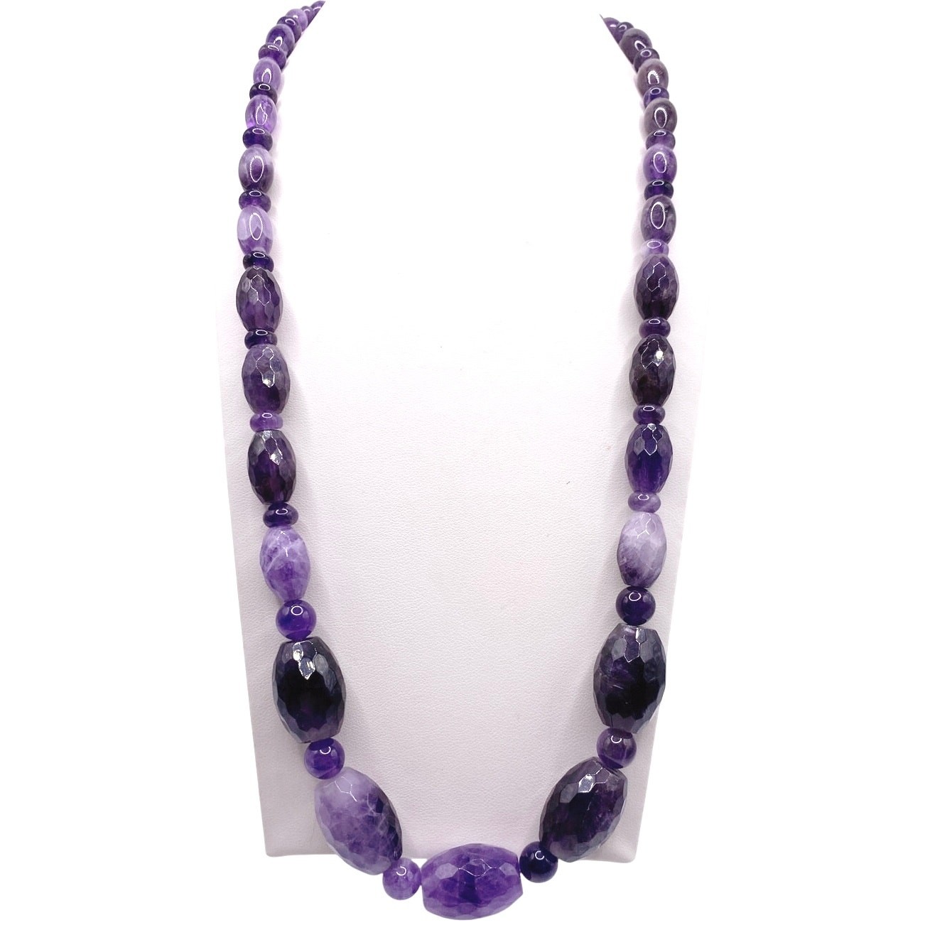 Desert Rose Amethyst Bead Sterling Silver Necklace 22”