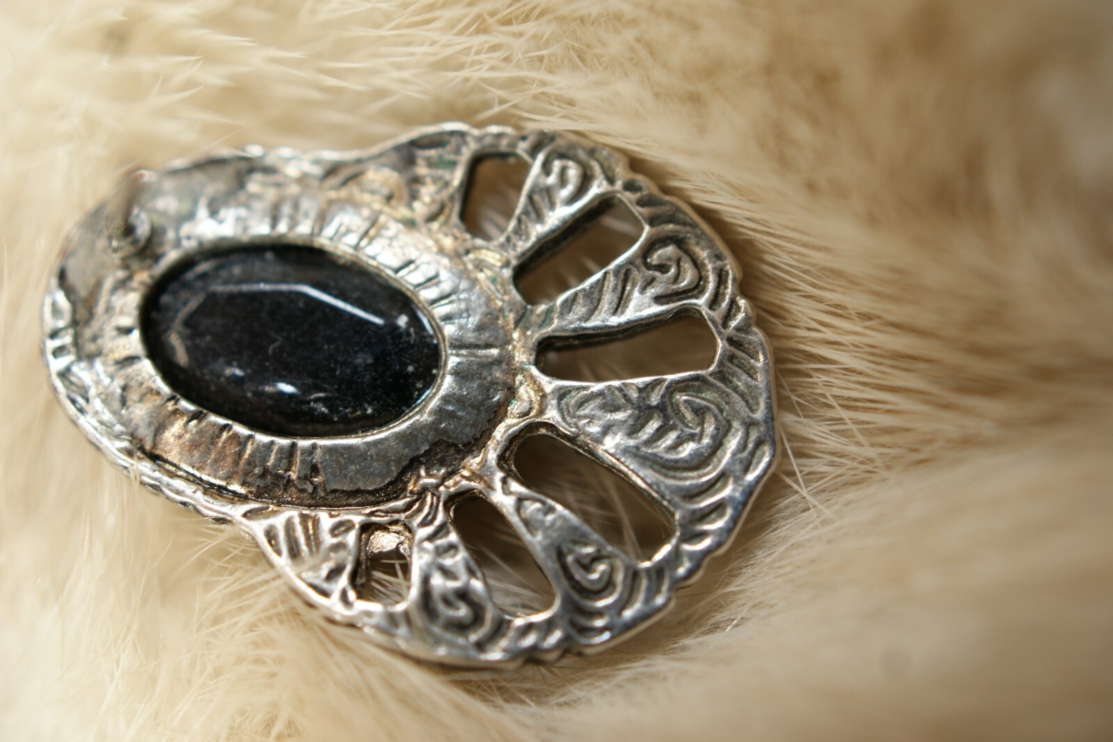 E#19, Vintage Pierced Earrings, Marcasite, Faceted Onyx, 1 X 3/4 inches
