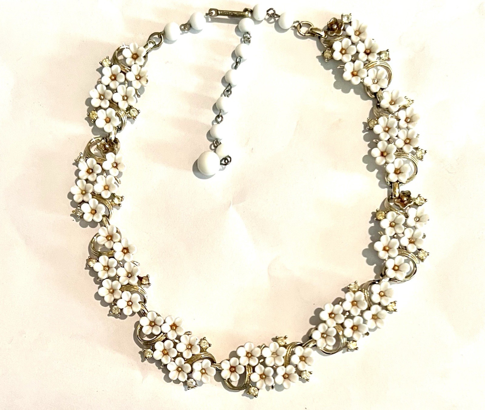 Vintage MCM Coro Daisy Chain CHOKER Necklace Prong Set