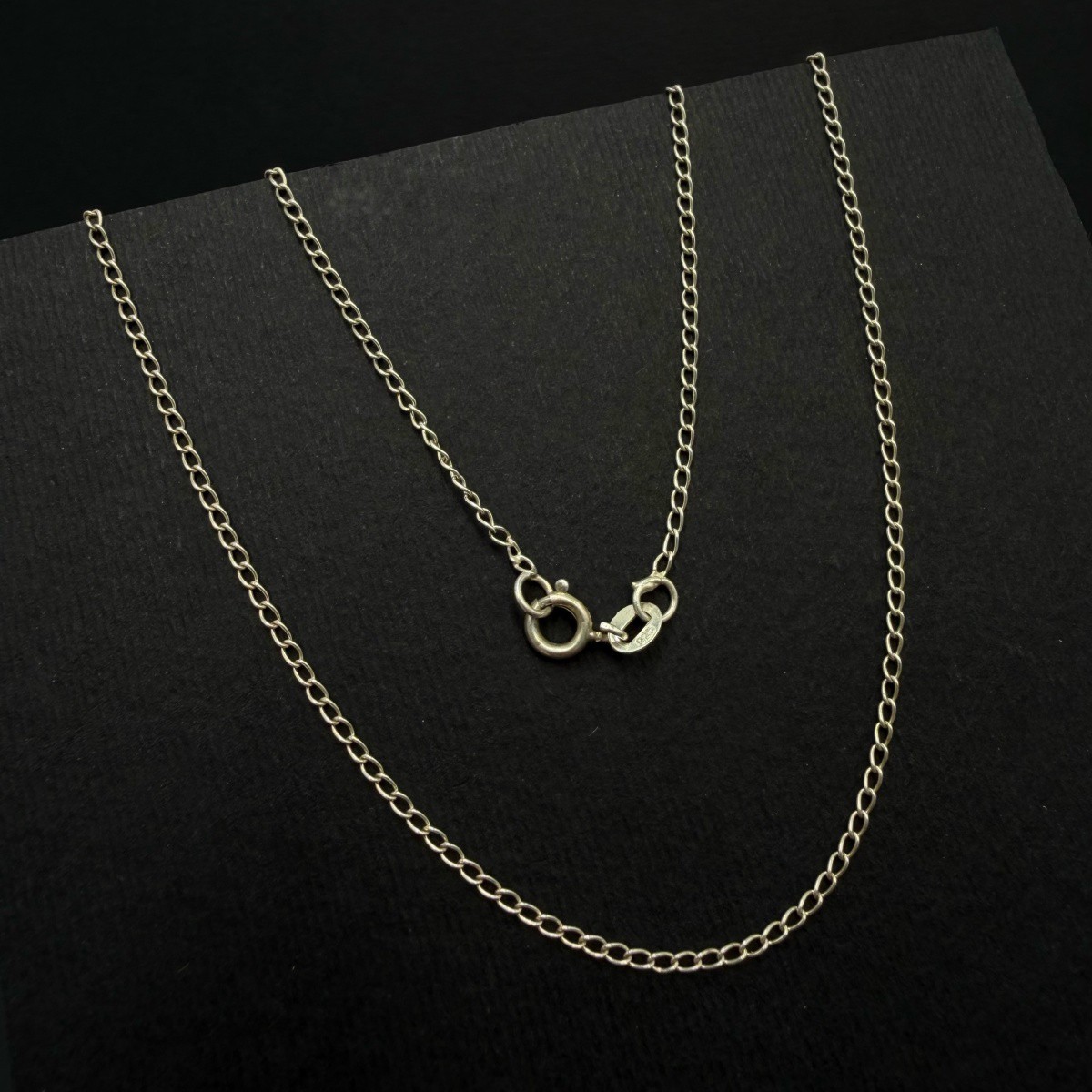 Vintage 925 Sterling Silver Curb Chain Necklace 44cm Unisex Italy Jewelry