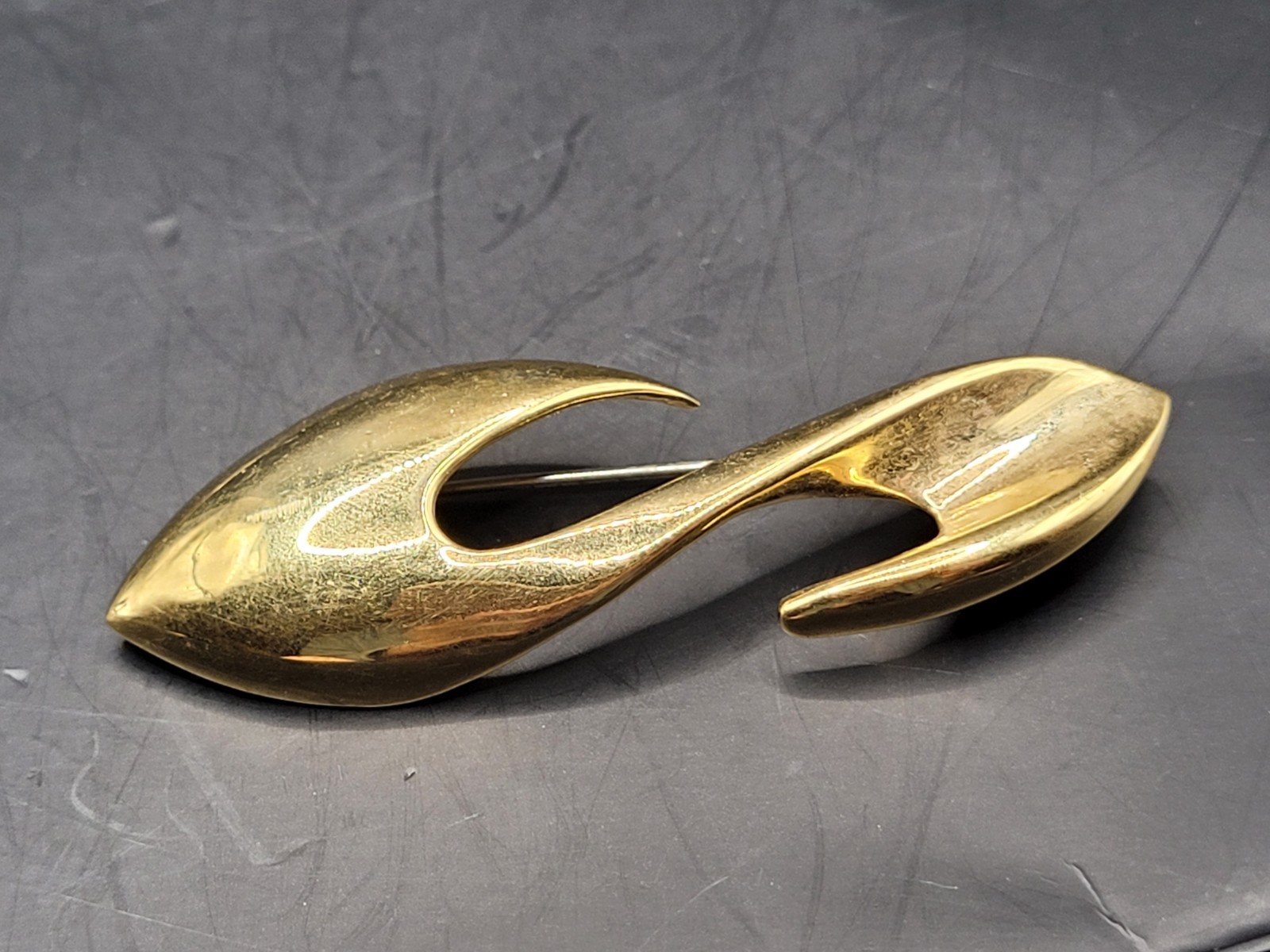 Vintage Modernist Brooch & Clip Lot – Set of 6 Mixed Metals Gold Silver Tone