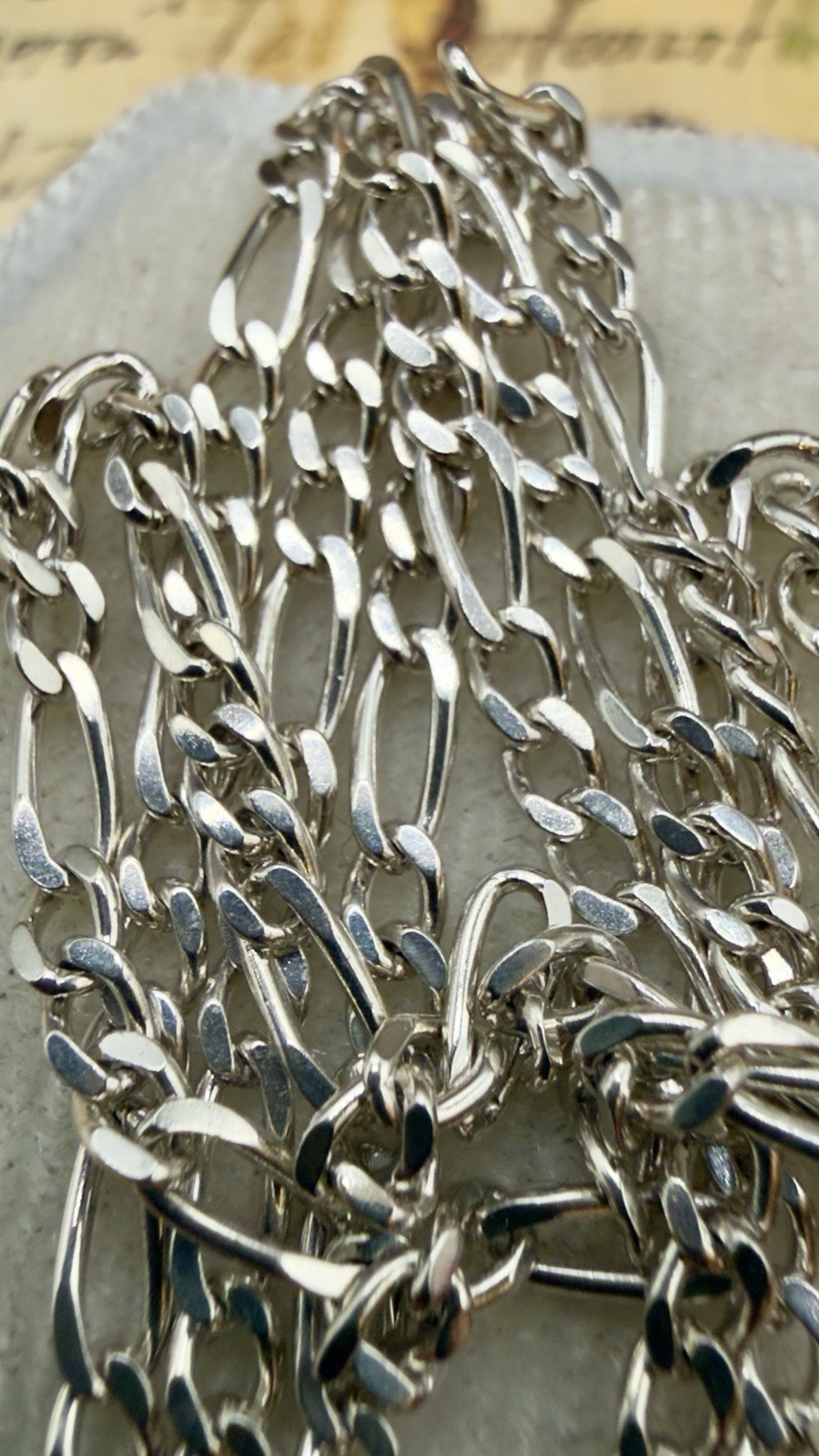 Delightful 925 Sterling Silver Vintage Figaro Chain- 18.75″ – #2023