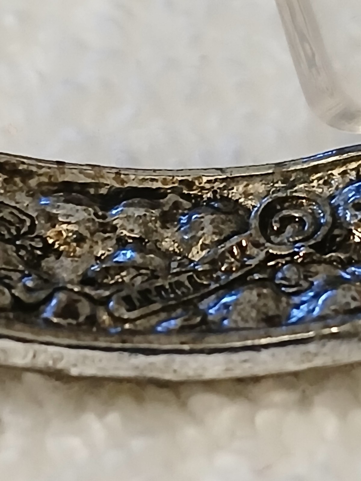 Vintage Signed Hollycraft Hinged Bangle Bracelet Silver Tone Marcasite Style