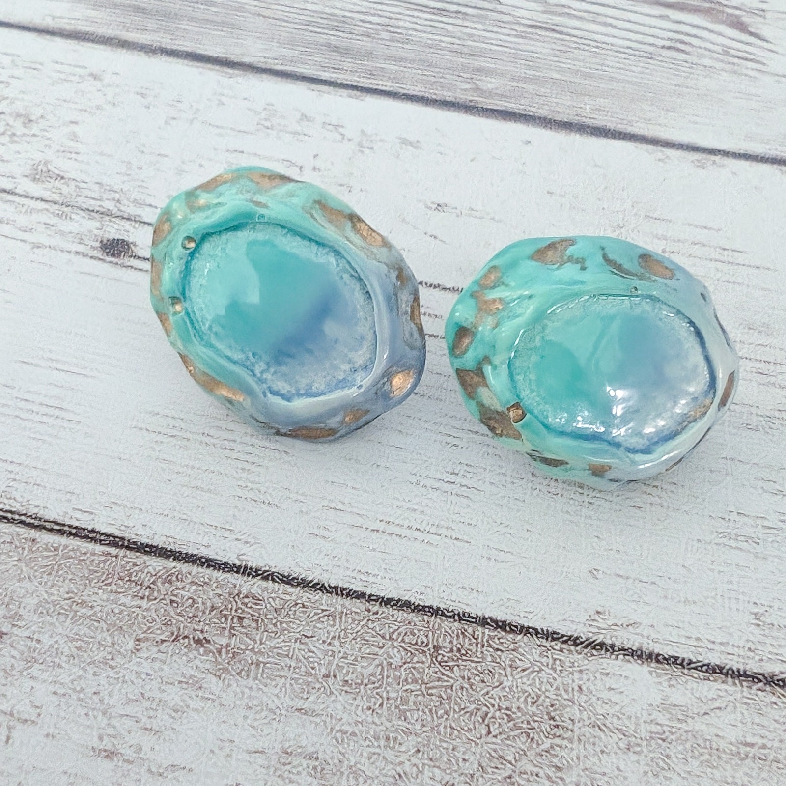 Vintage Clip On Earrings Oval Blue/Green Tones