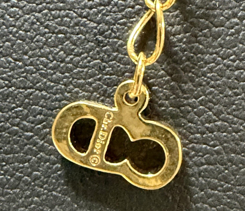 Christian Dior necklace pendant Features the DIOR logo rhinestones gold plating