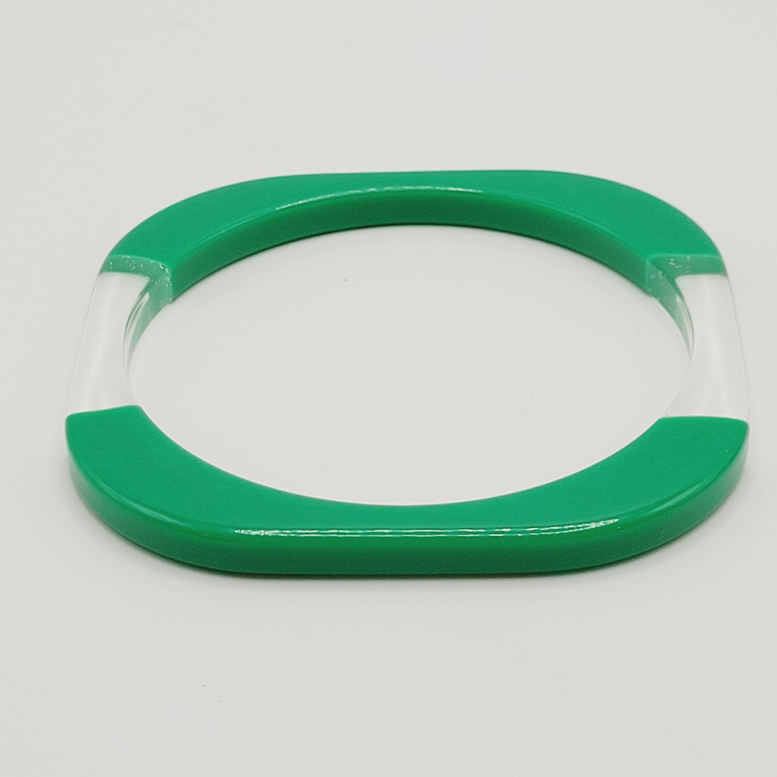 Green and Clear Lucite Bangle Bracelet Unique Retro Style Vintage 1980s