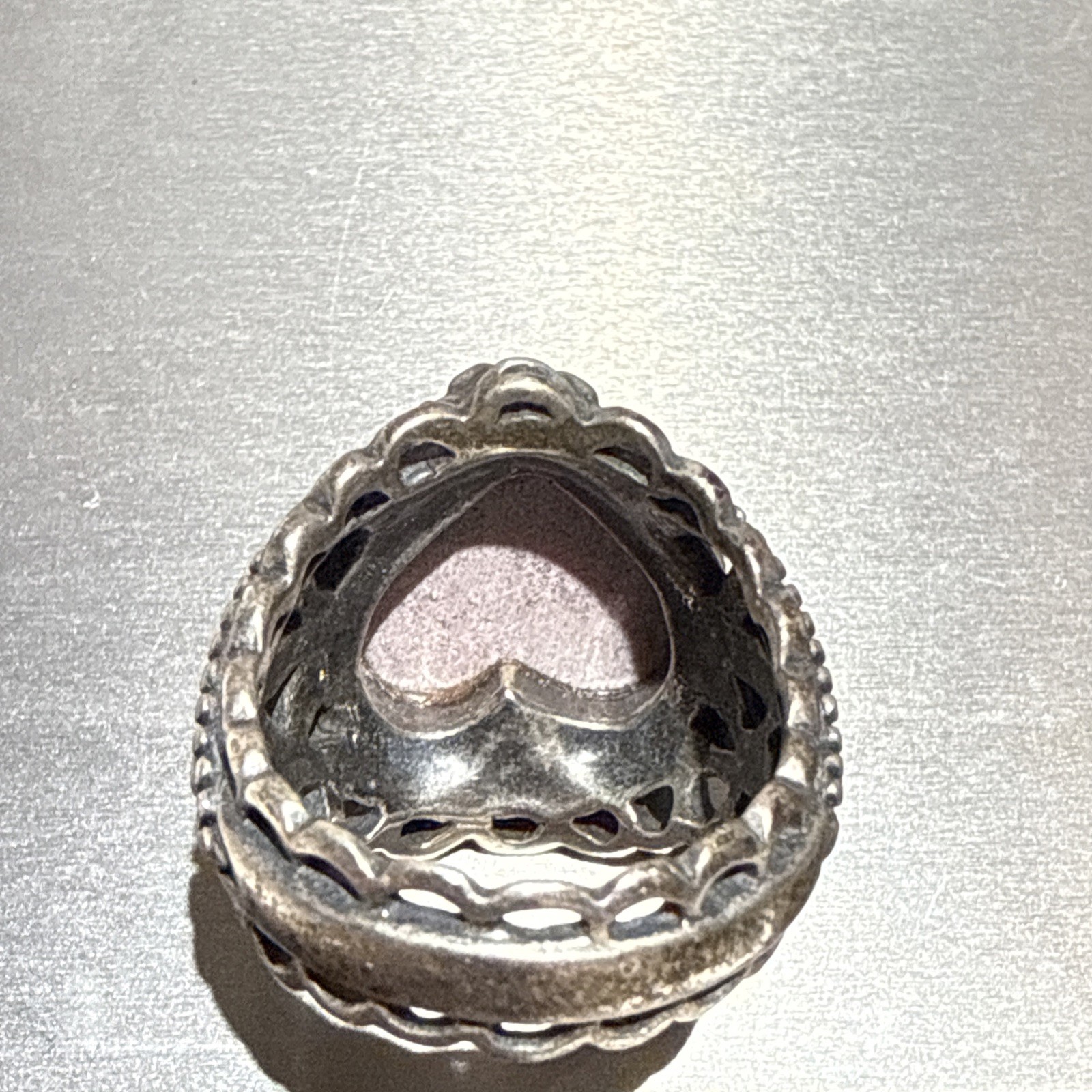 Carolyn Pollack Heart Ring Pink Rhodonite Te Amo Size 6 Sterling Silver 925