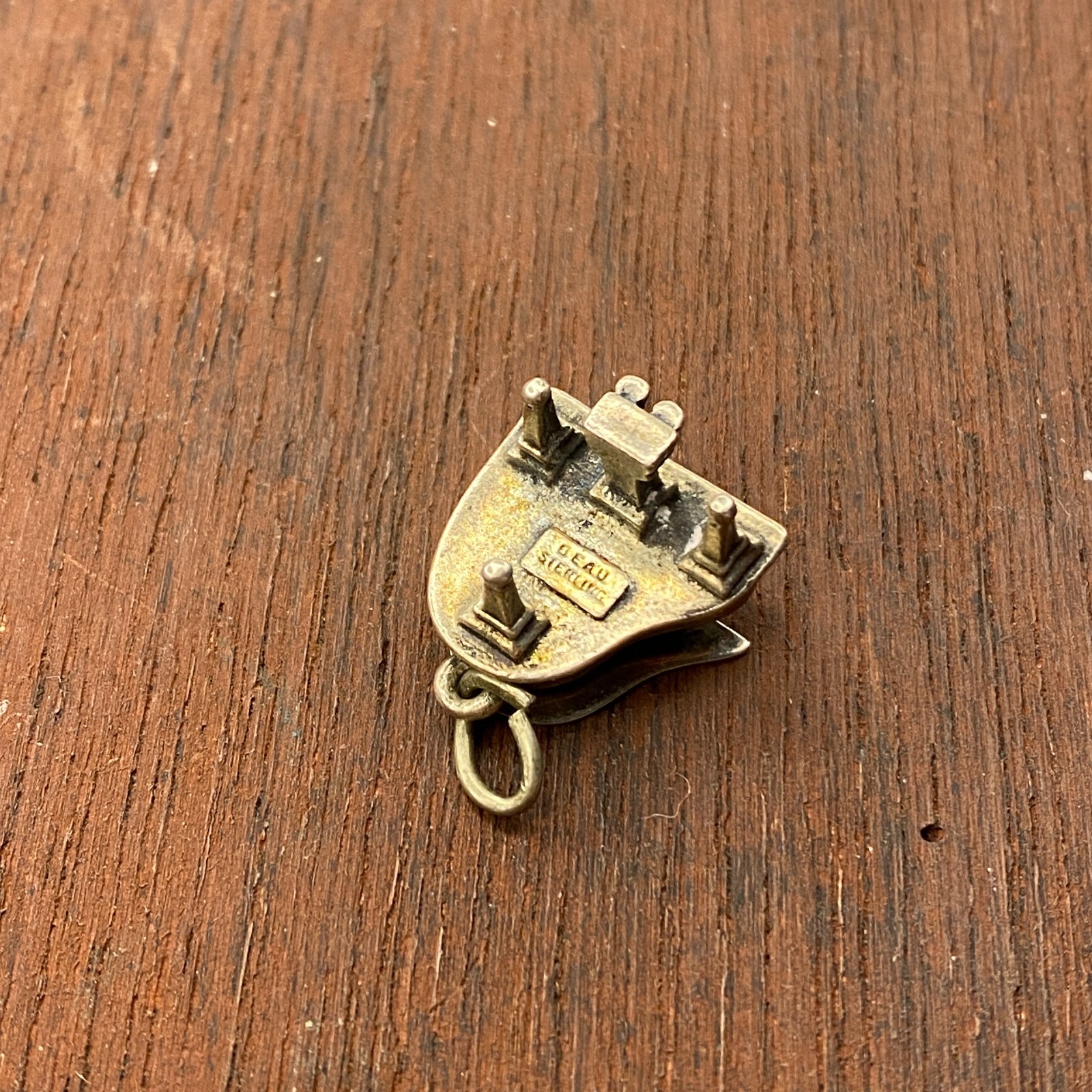 Vintage Beau 925 Sterling Silver Grand Piano Top Opens Pendant Bracelet Charm